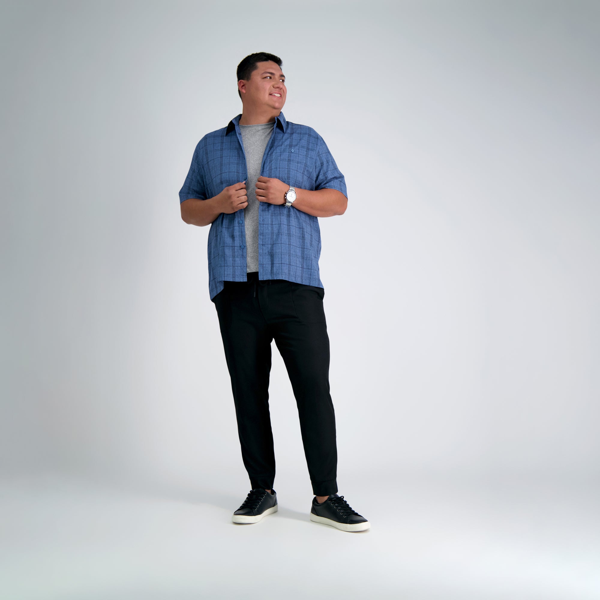 Big & Tall Microfiber Plaid Shirt, , hi-res