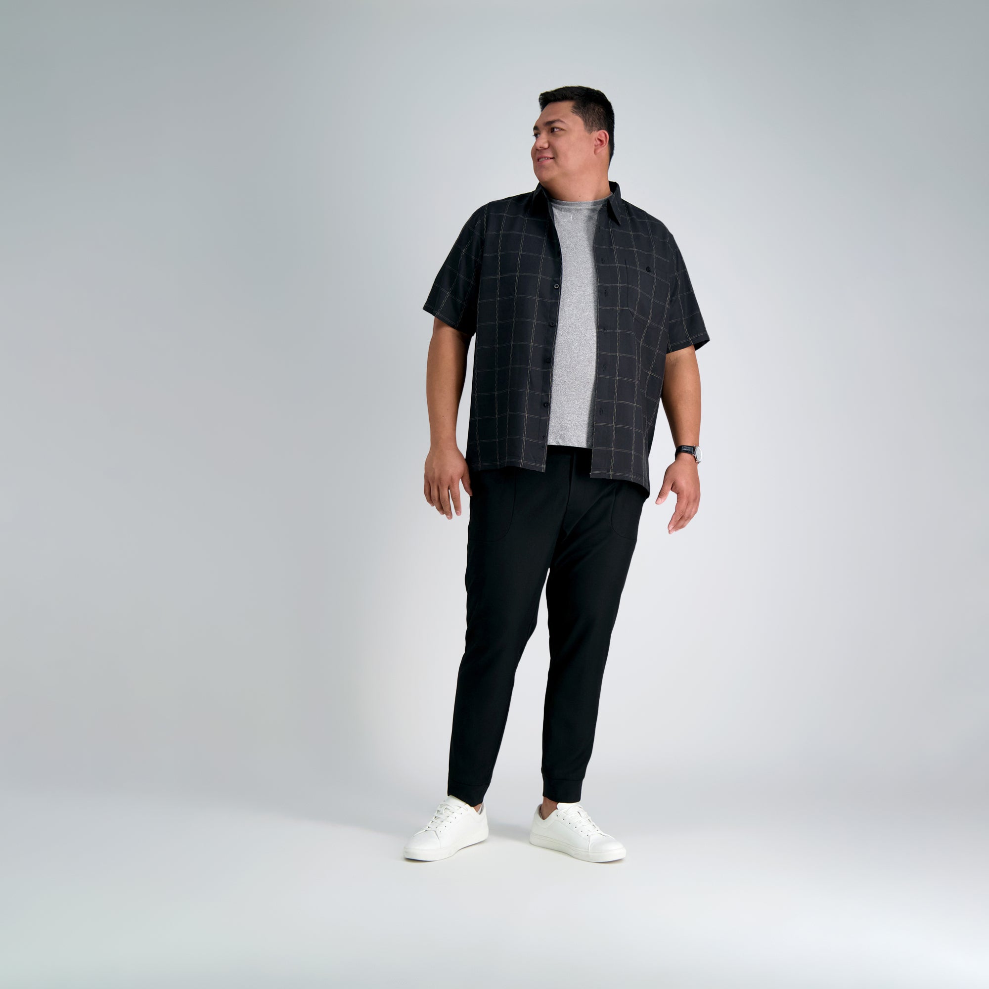 Big & Tall Microfiber Plaid Shirt, , hi-res
