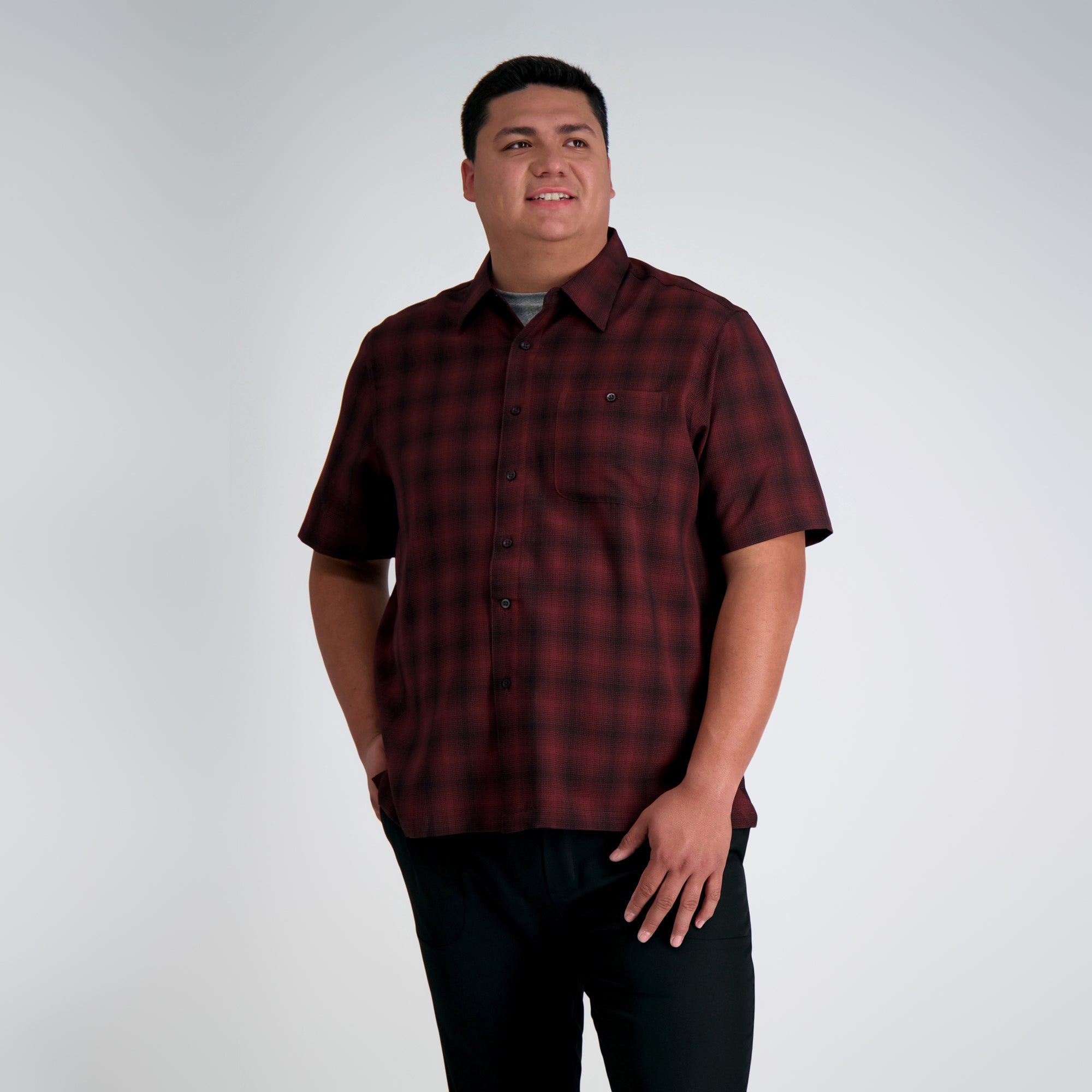 Big & Tall Microfiber Plaid Shirt, , hi-res