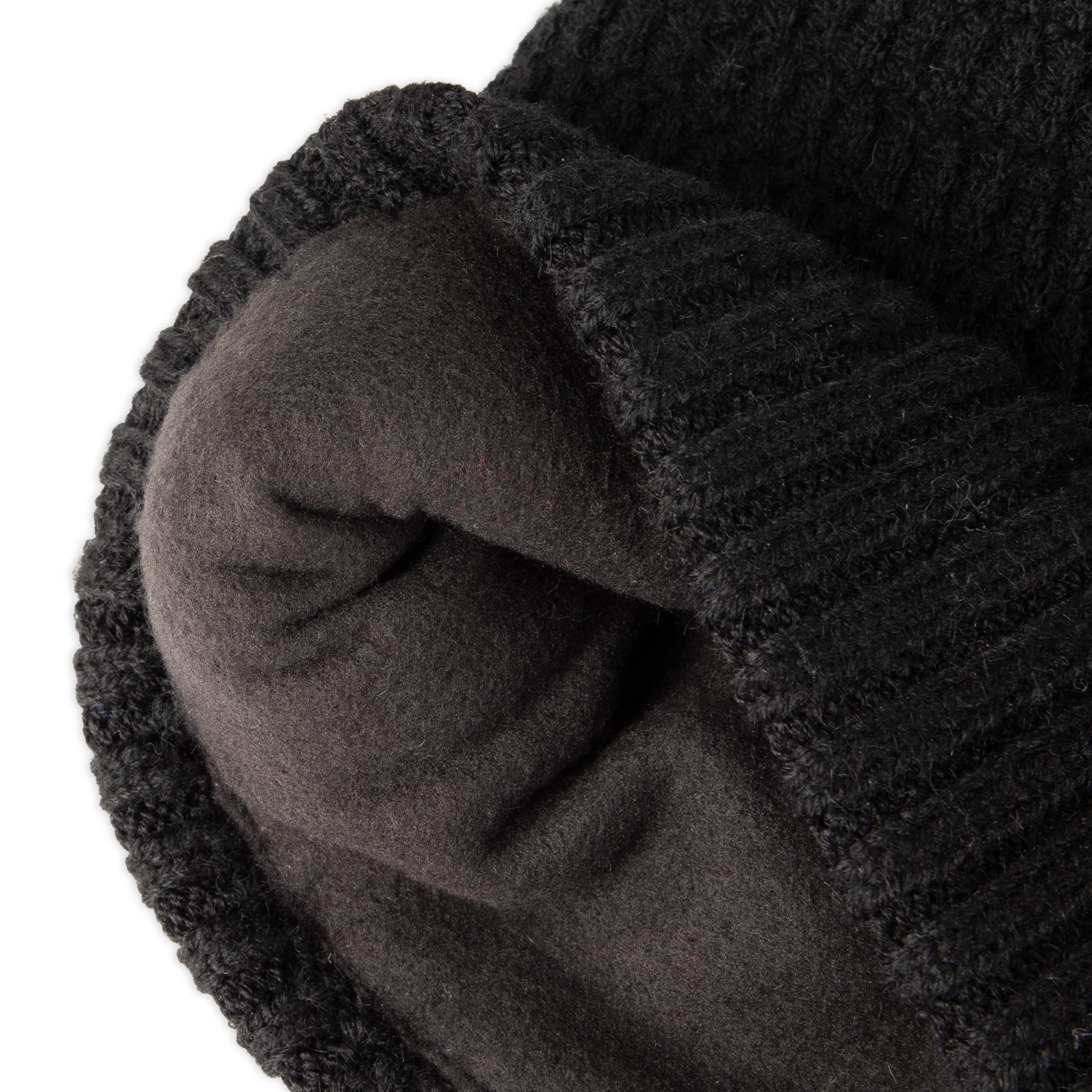 Heathered Micro Cable Crown Beanie - Black