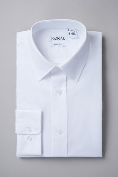 Men's Haggar Premium Comfort Slim Fit Dress Shirt, Size: 16.5-34/35, White
