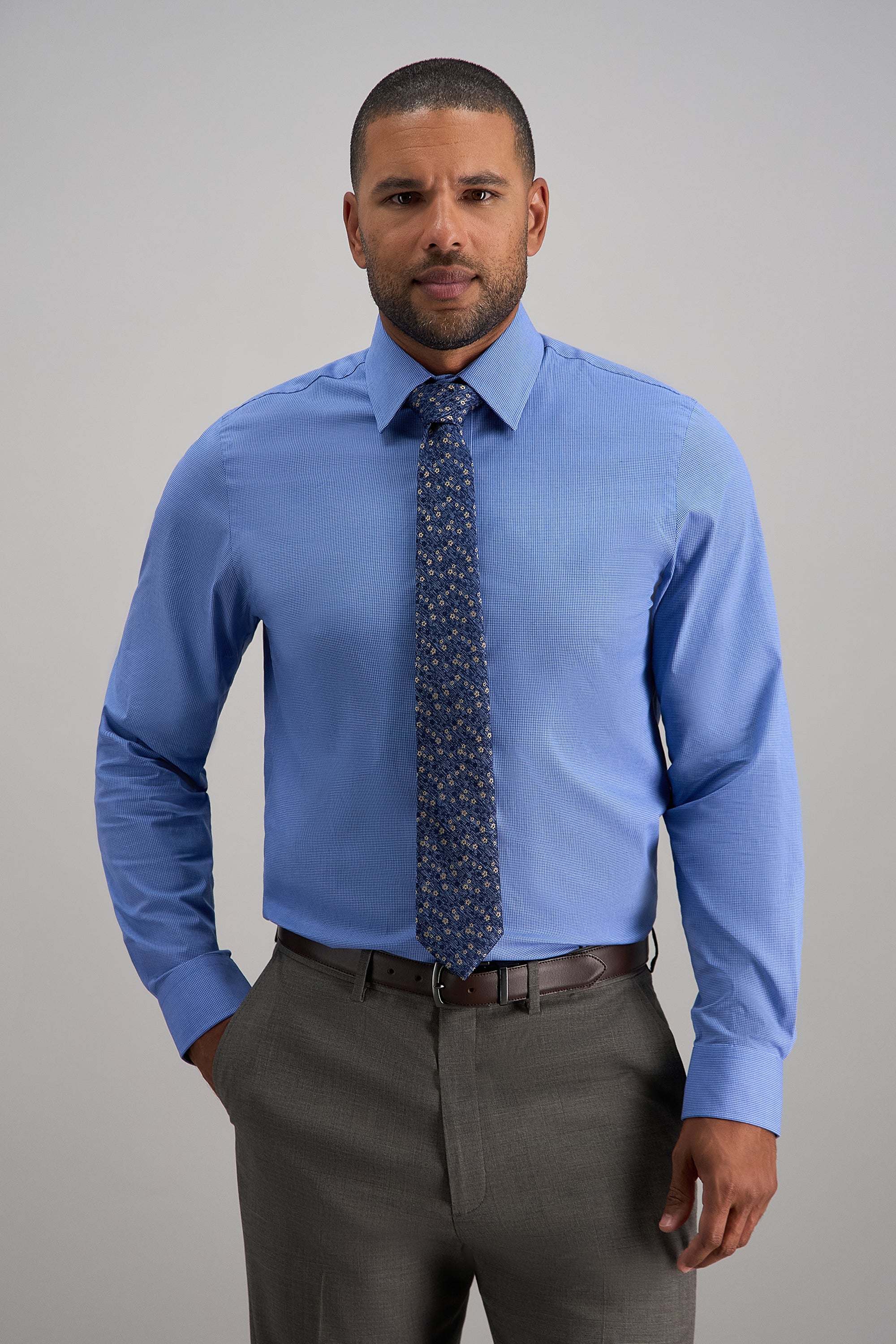 Premium Comfort Dress Shirt - Blue Dobby