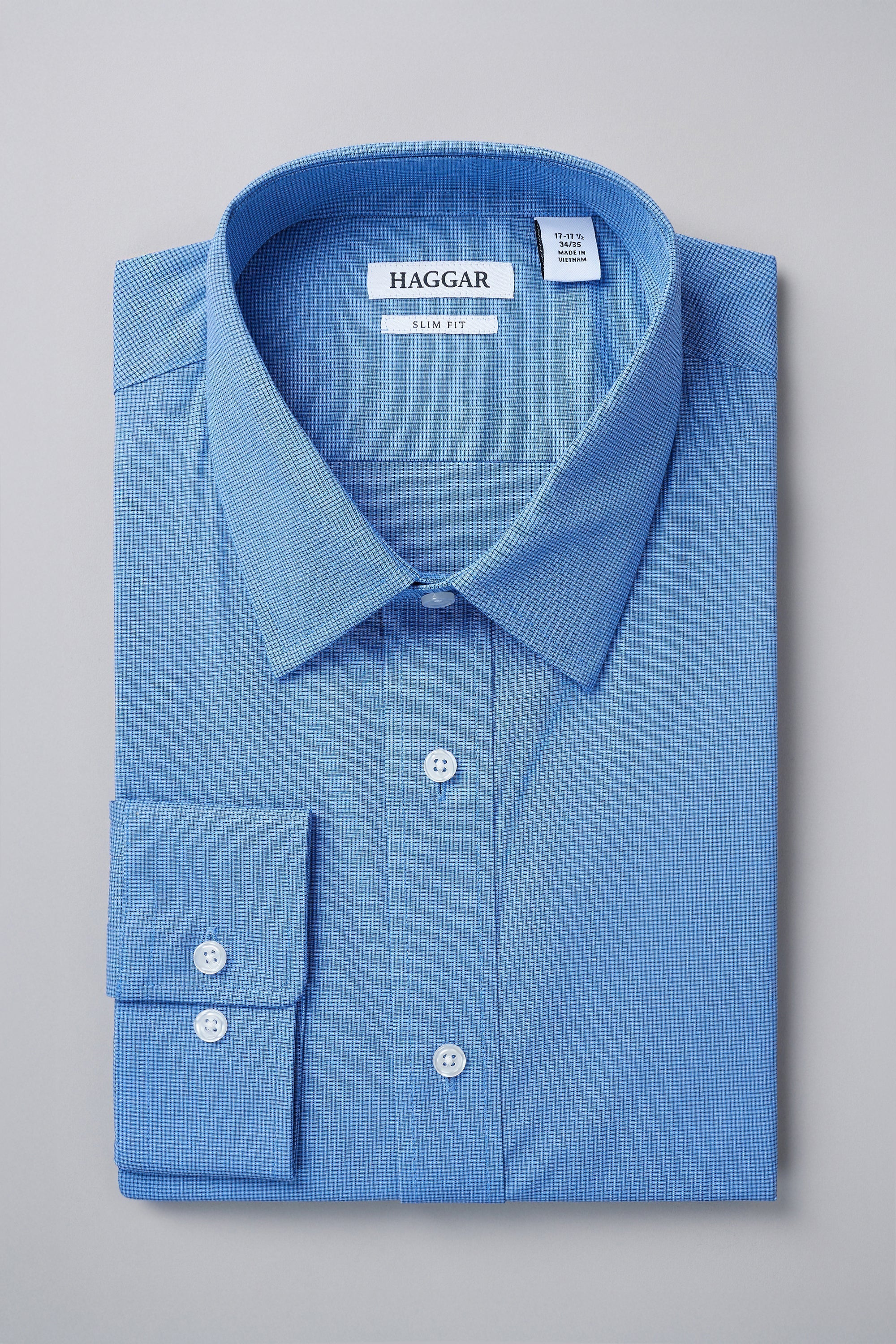 Premium Comfort Dress Shirt - Blue Dobby - Haggar.com