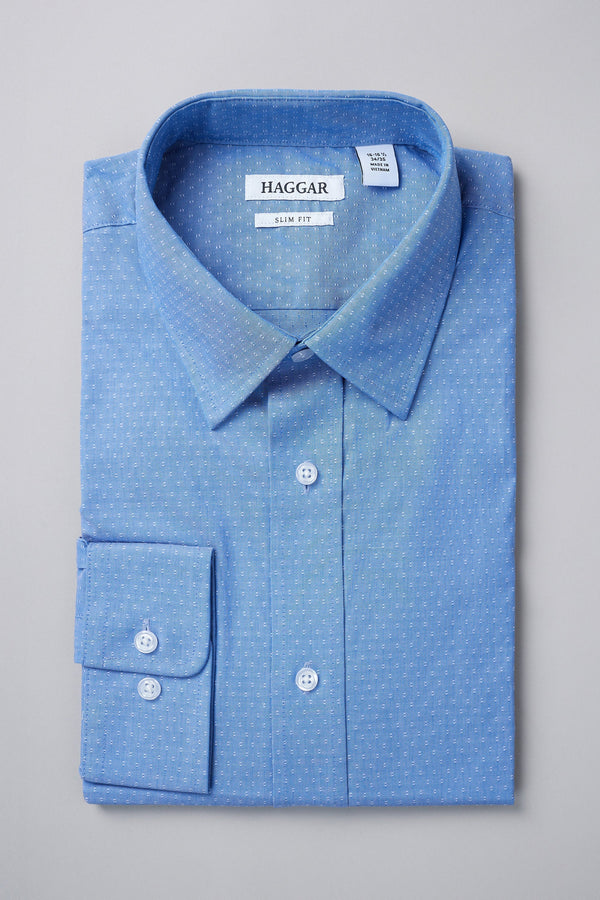 Premium Comfort Dress Shirt - Blue Dobby - Haggar.com#color_cobalt