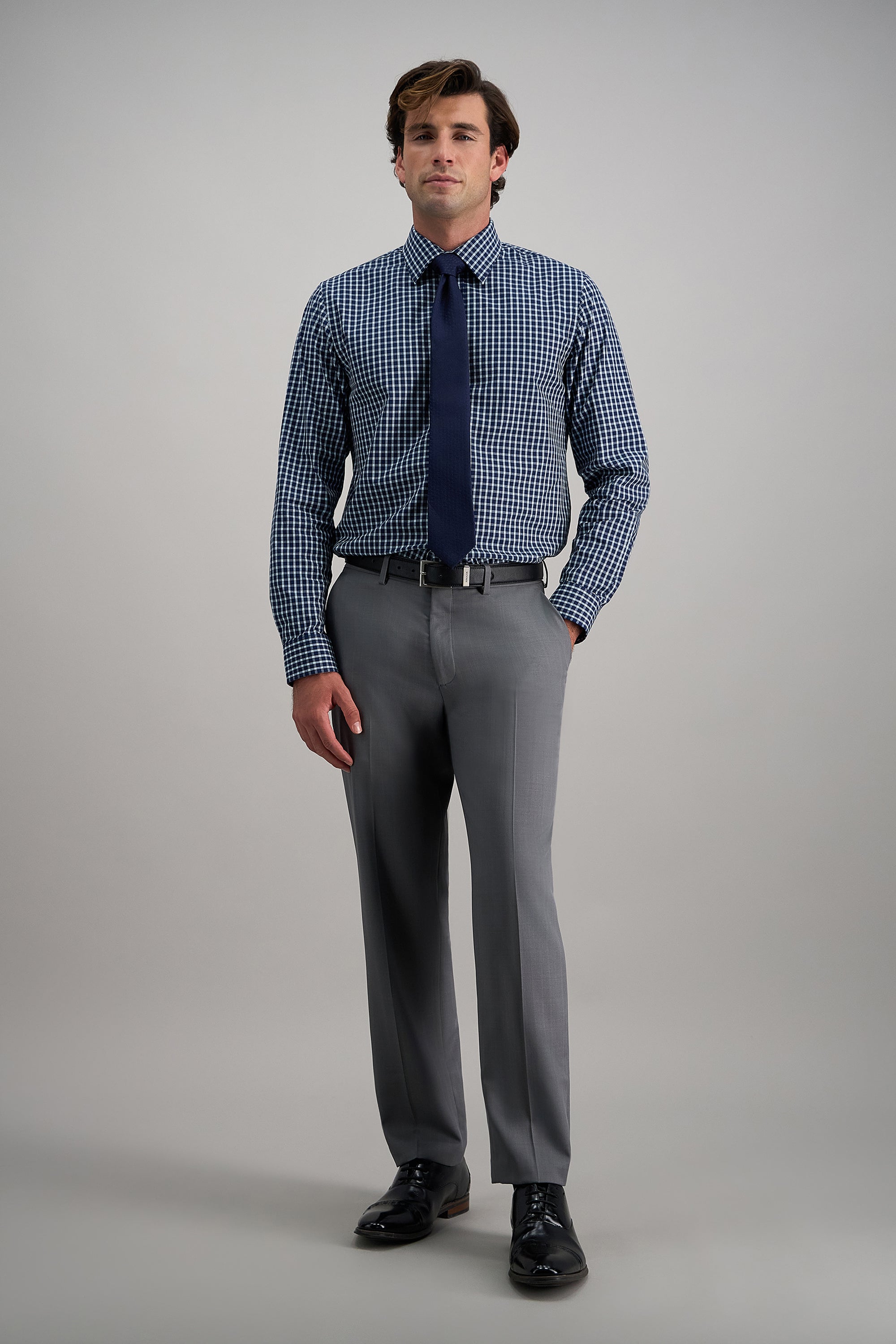 Premium Comfort Dress Shirt - Navy Check - Haggar.com