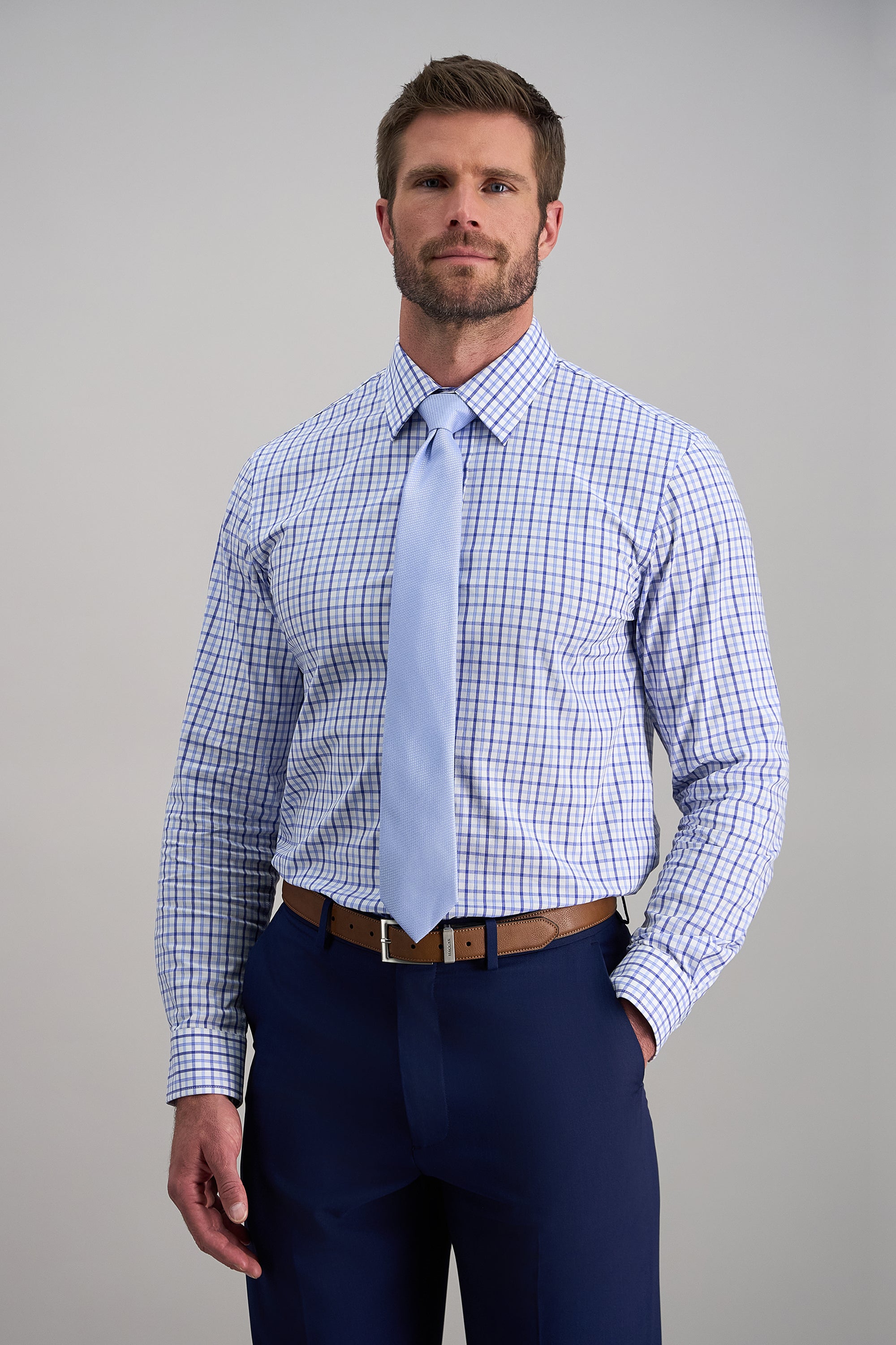 Premium Comfort Dress Shirt - Tonal Blue Check