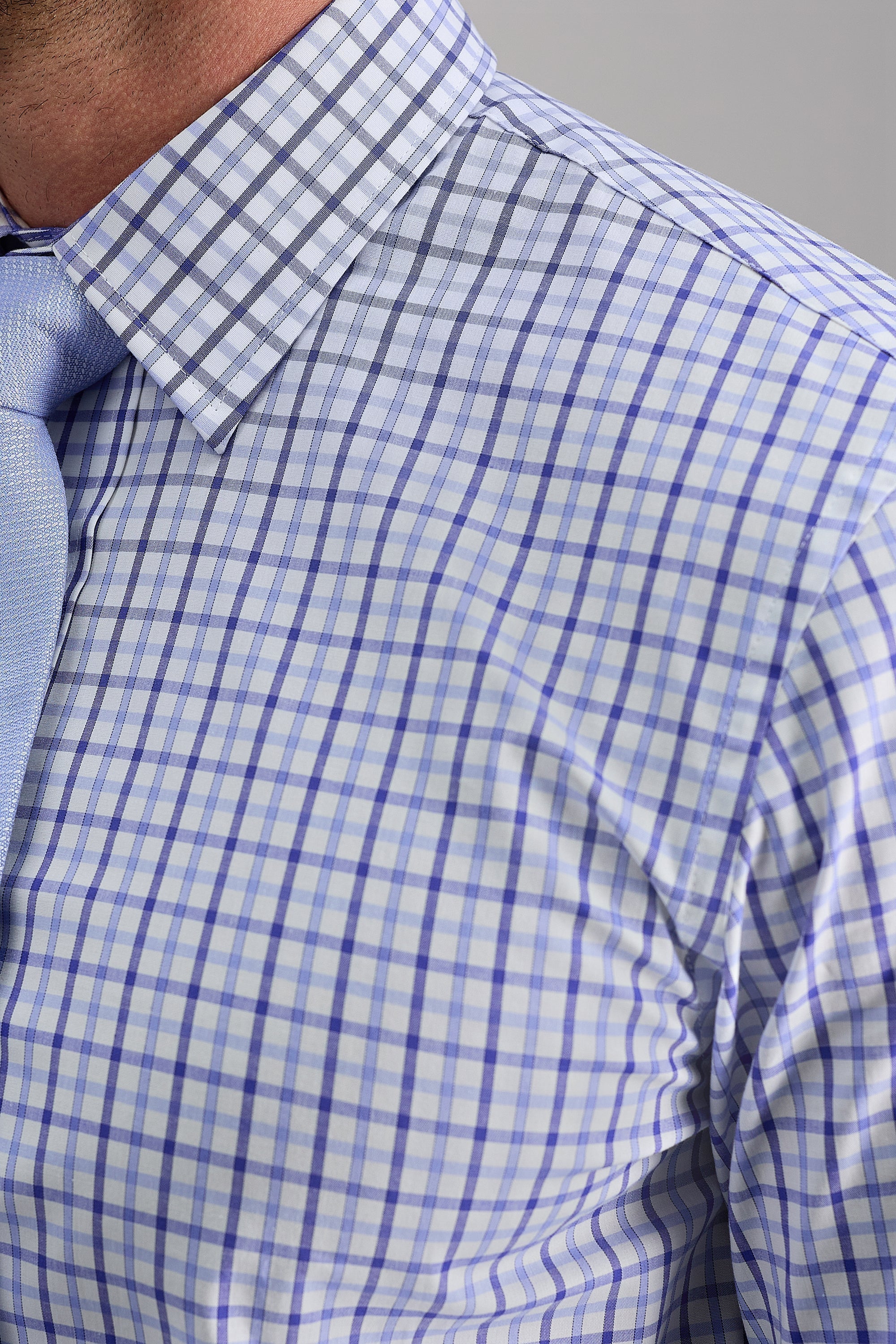 Premium Comfort Dress Shirt - Tonal Blue Check - Haggar.com