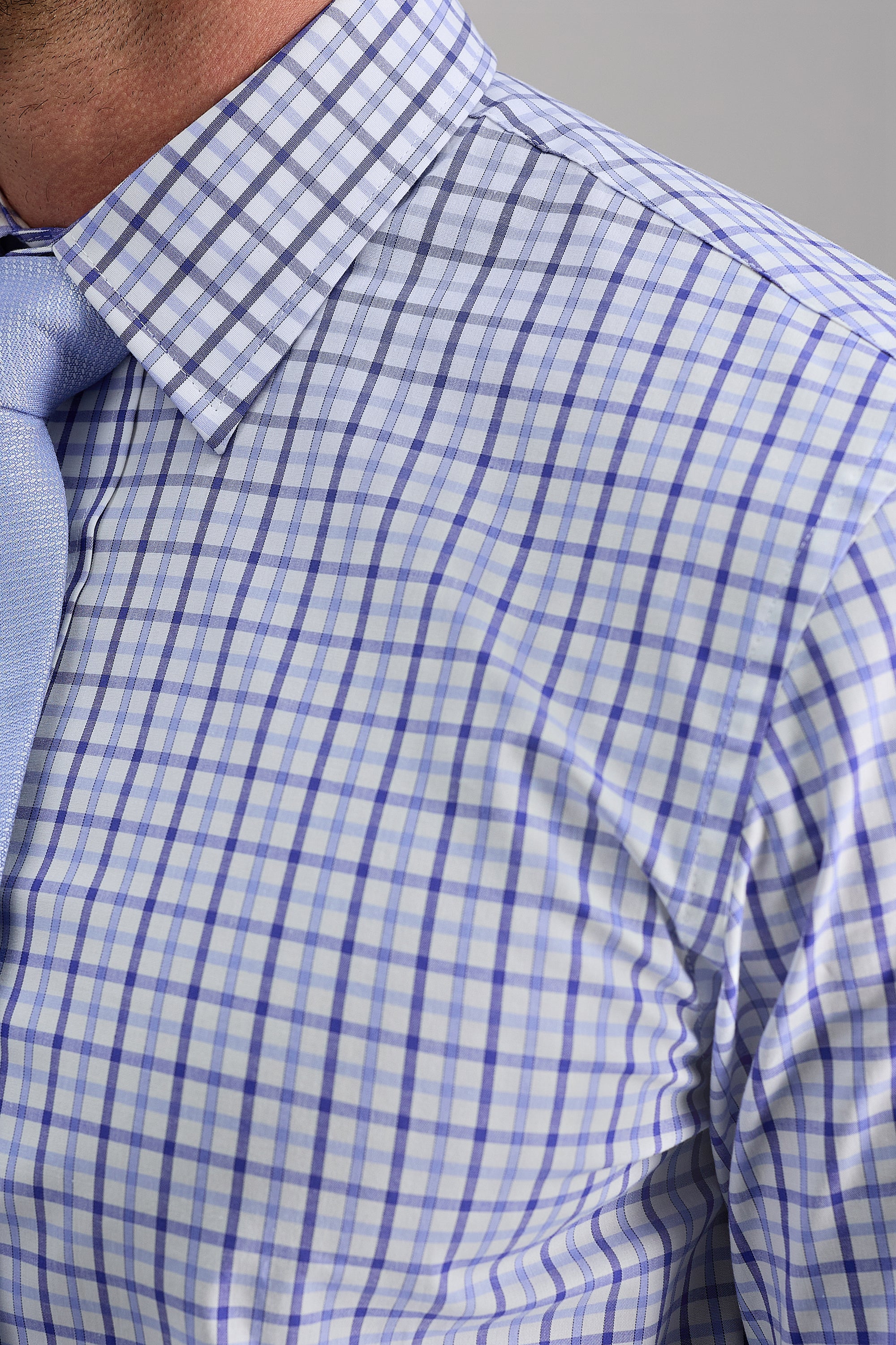 Premium Comfort Dress Shirt - Tonal Blue Check