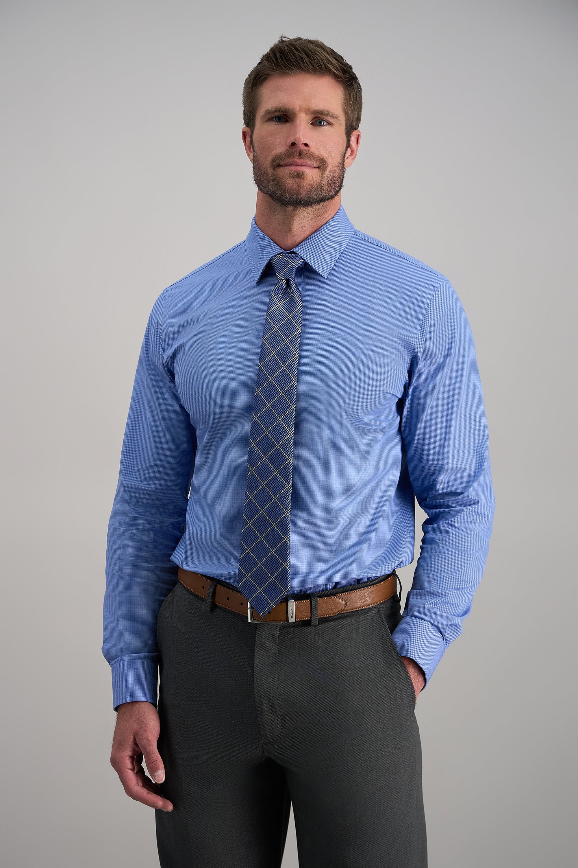 Premium Comfort Dress Shirt - Blue Dobby