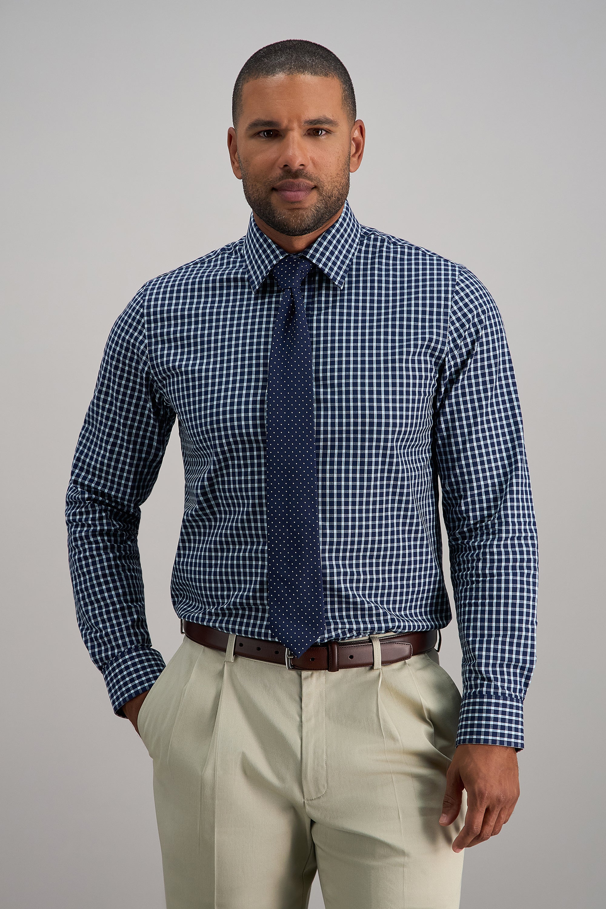 Premium Comfort Dress Shirt - Navy Check