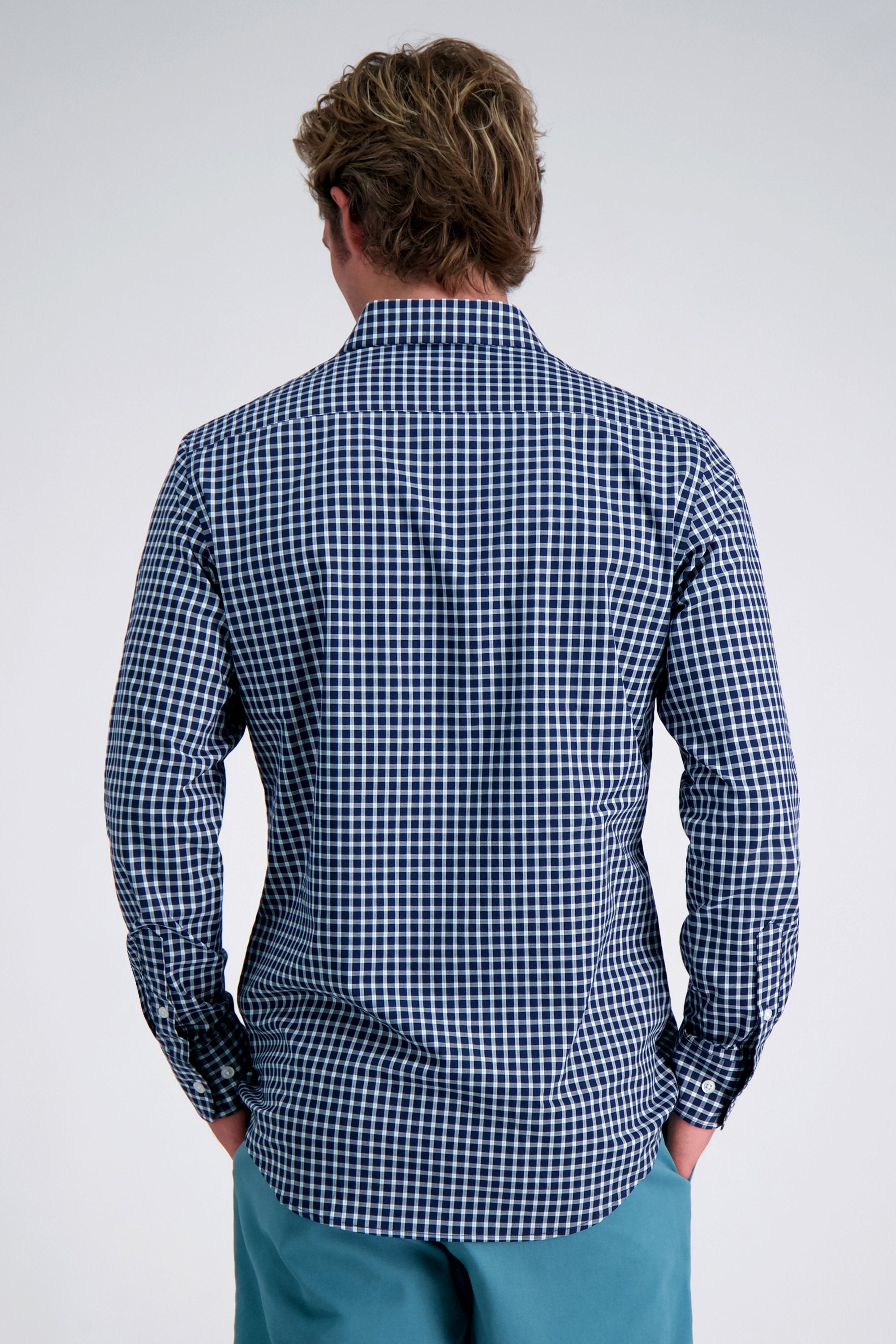 Cotton Dress Shirt - Navy Check, , hi-res