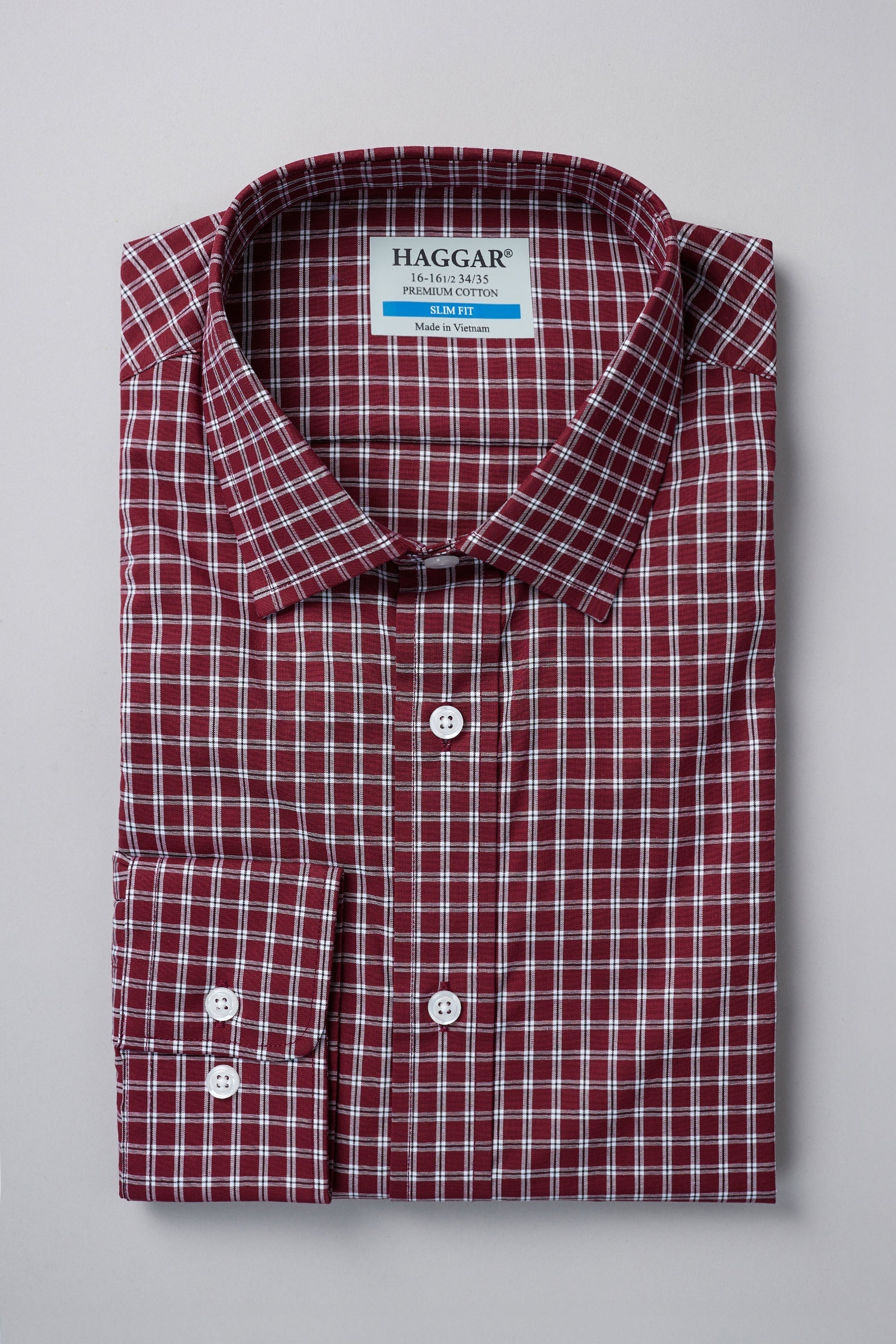 Premium Comfort Dress Shirt -  Dark Red Check