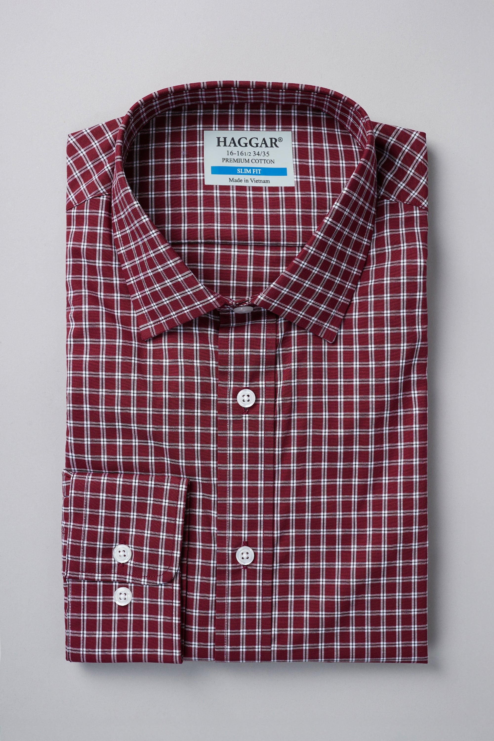 Premium Comfort Dress Shirt -  Dark Red Check