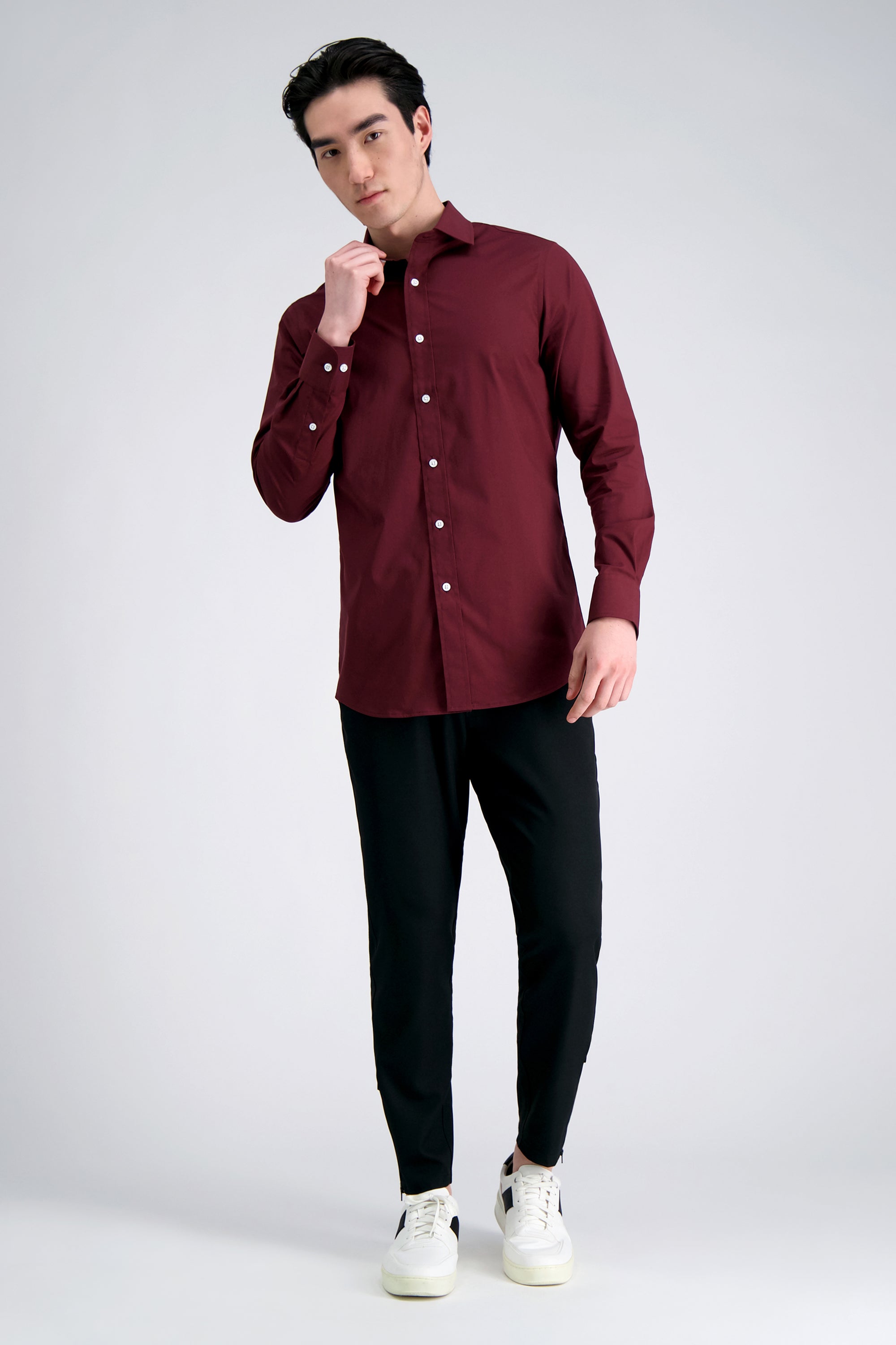 Premium Comfort Dress Shirt -  Dark Red, , hi-res