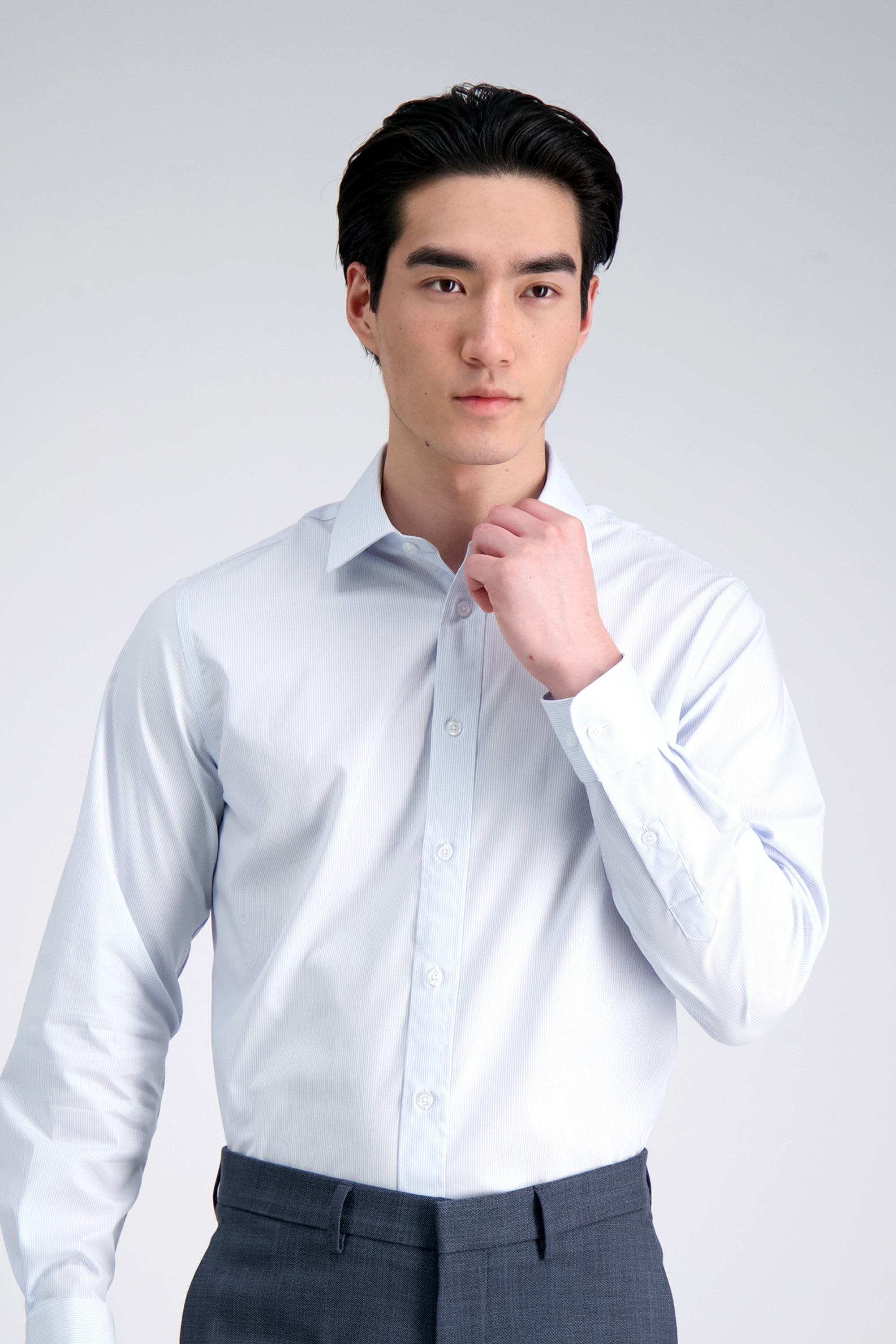 Premium Comfort Dress Shirt -  White & Blue Stripe, , hi-res