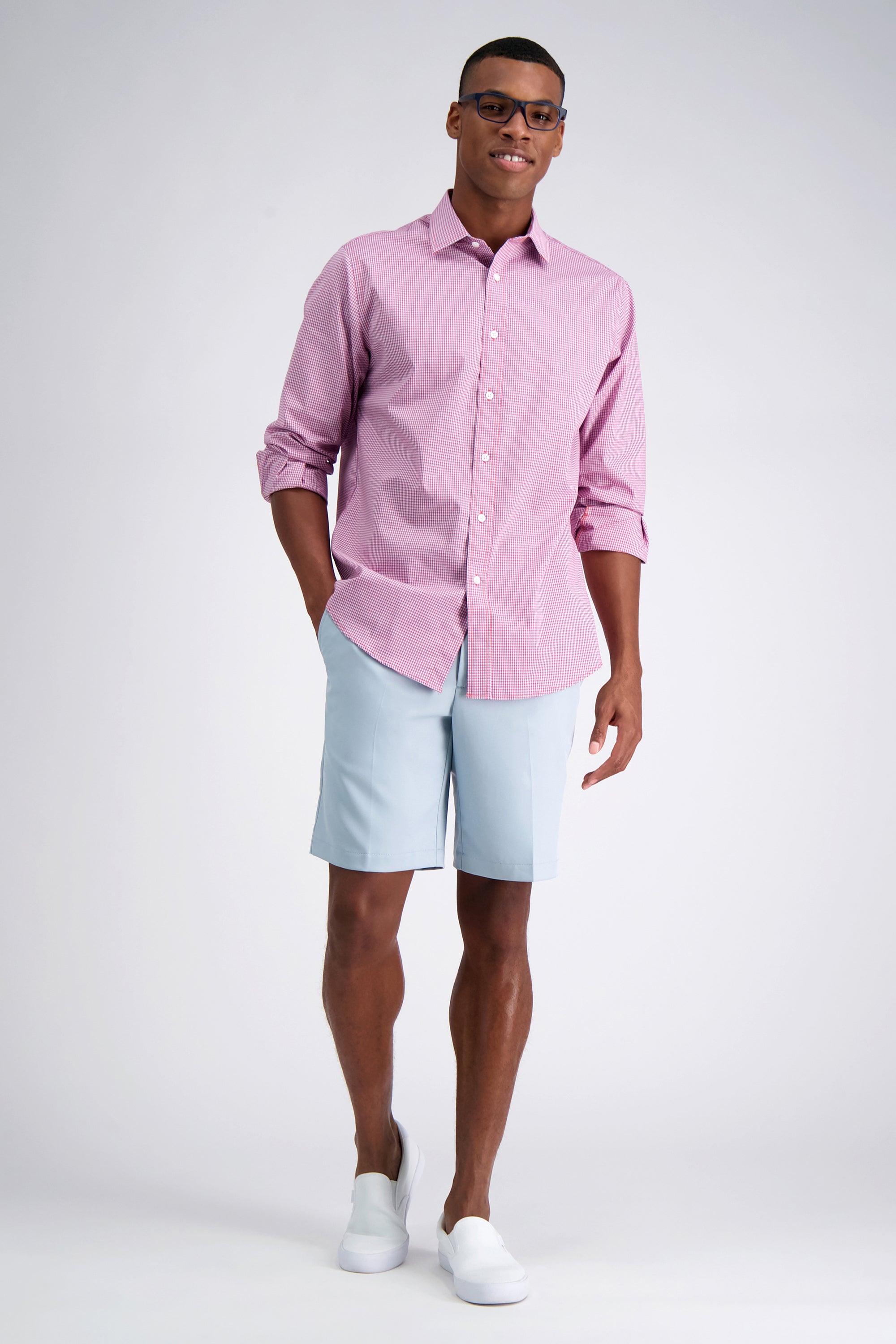 Premium Comfort Performance Cotton Dress Shirt - Red Check, , hi-res