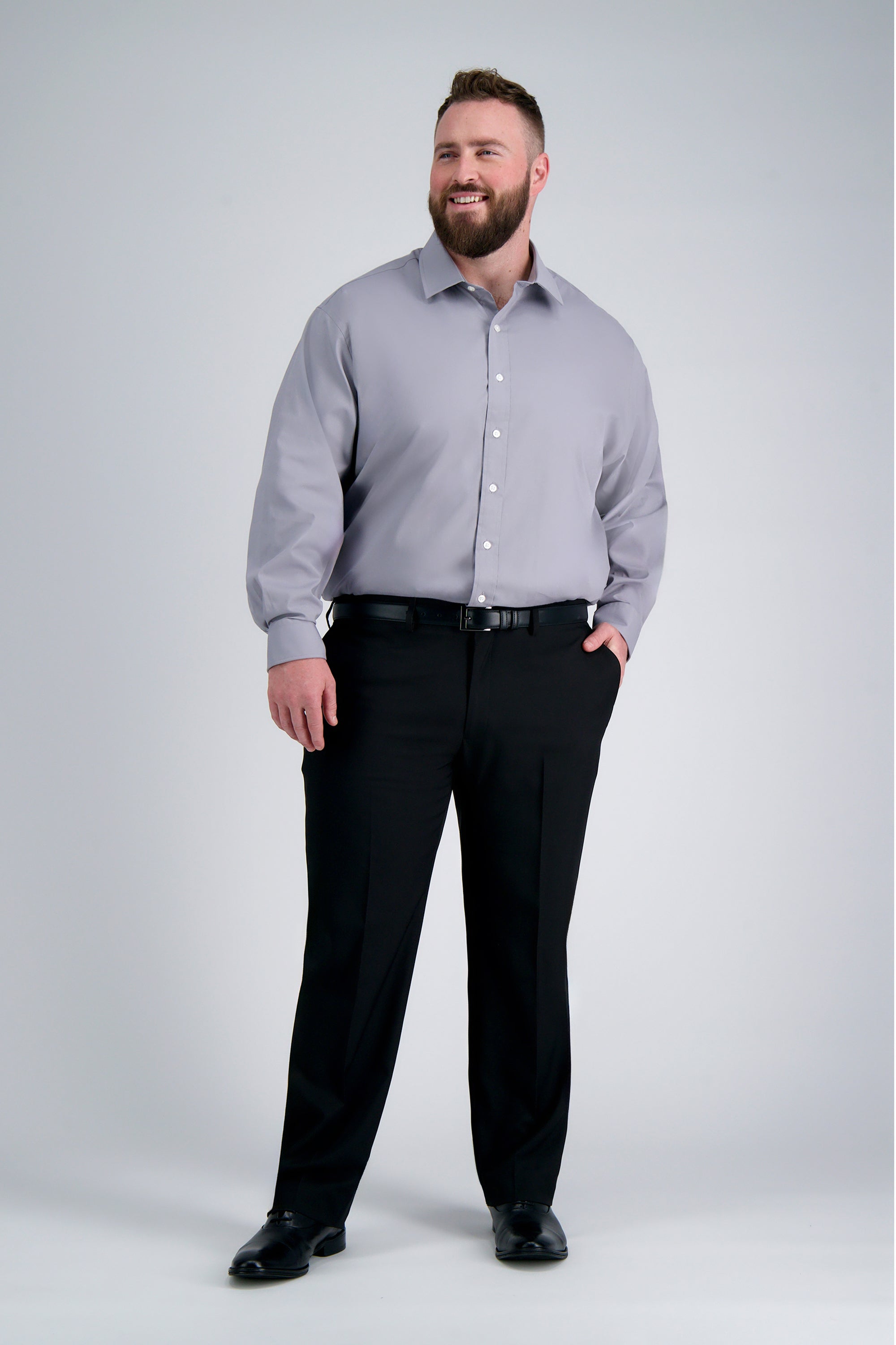 Premium Comfort Big Dress Shirt - Charcoal, , hi-res