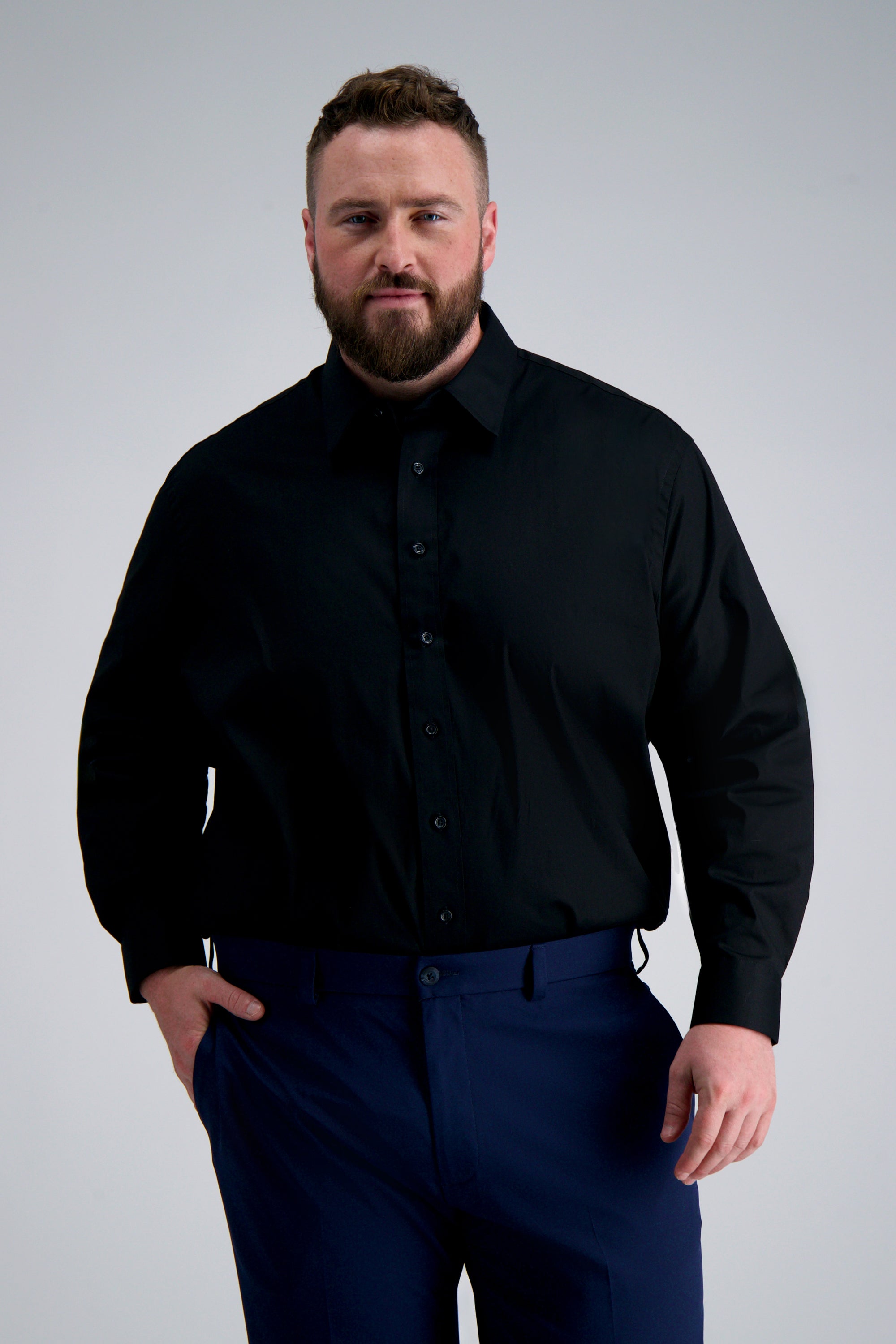 Premium Comfort Big Dress Shirt - Black, , hi-res