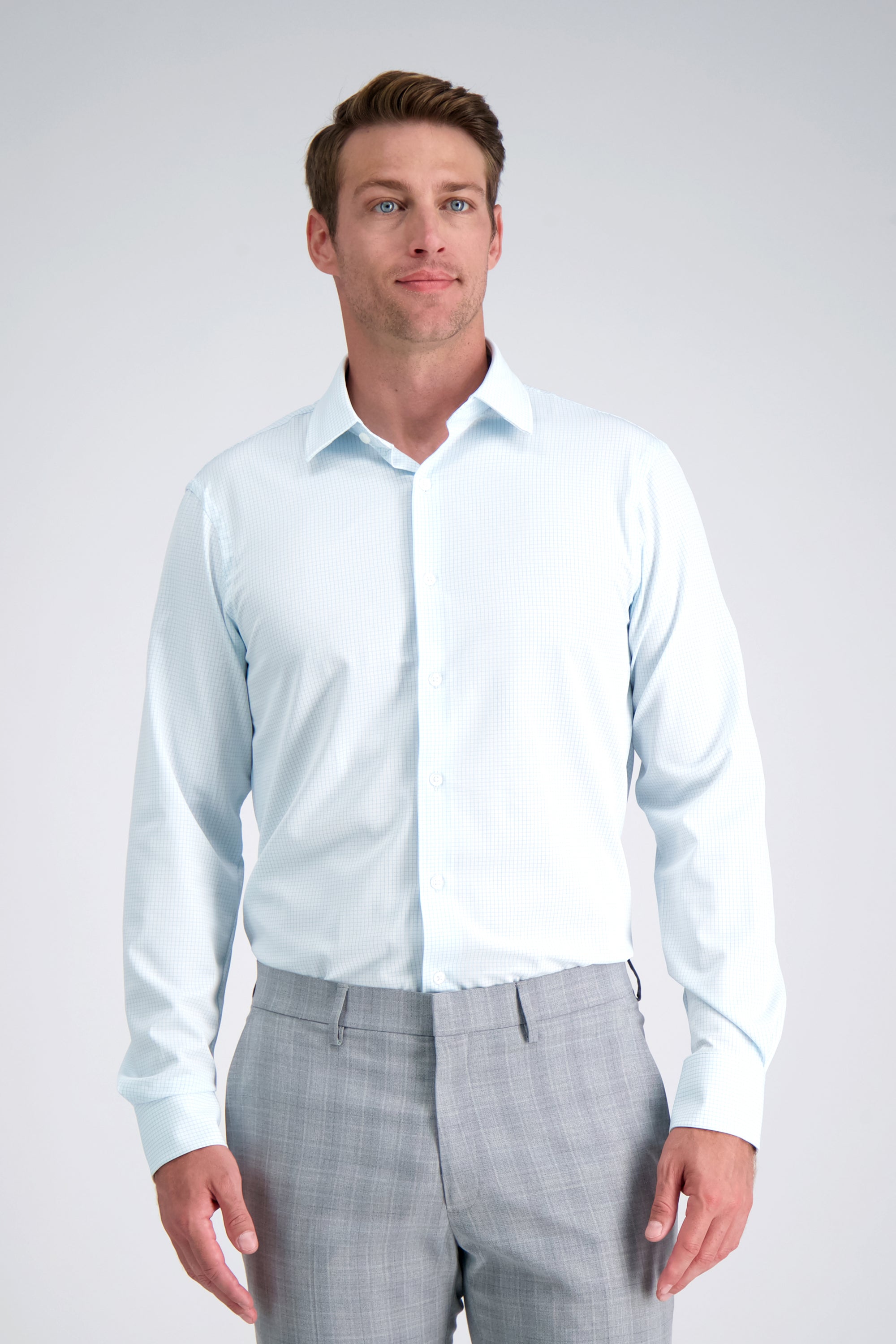Smart Wash™ Dress Shirt - Light Blue Check, , hi-res