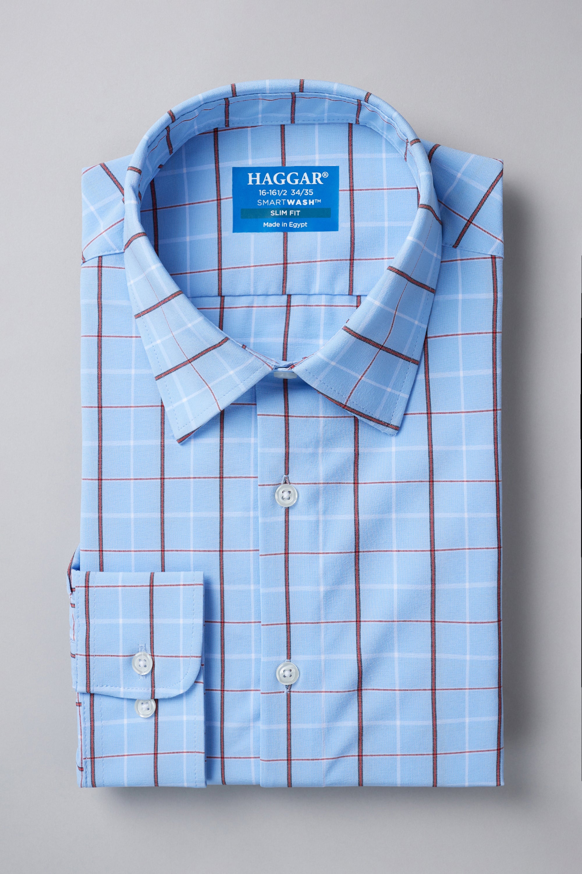 Smart Wash™ Dress Shirt - Light Blue Check