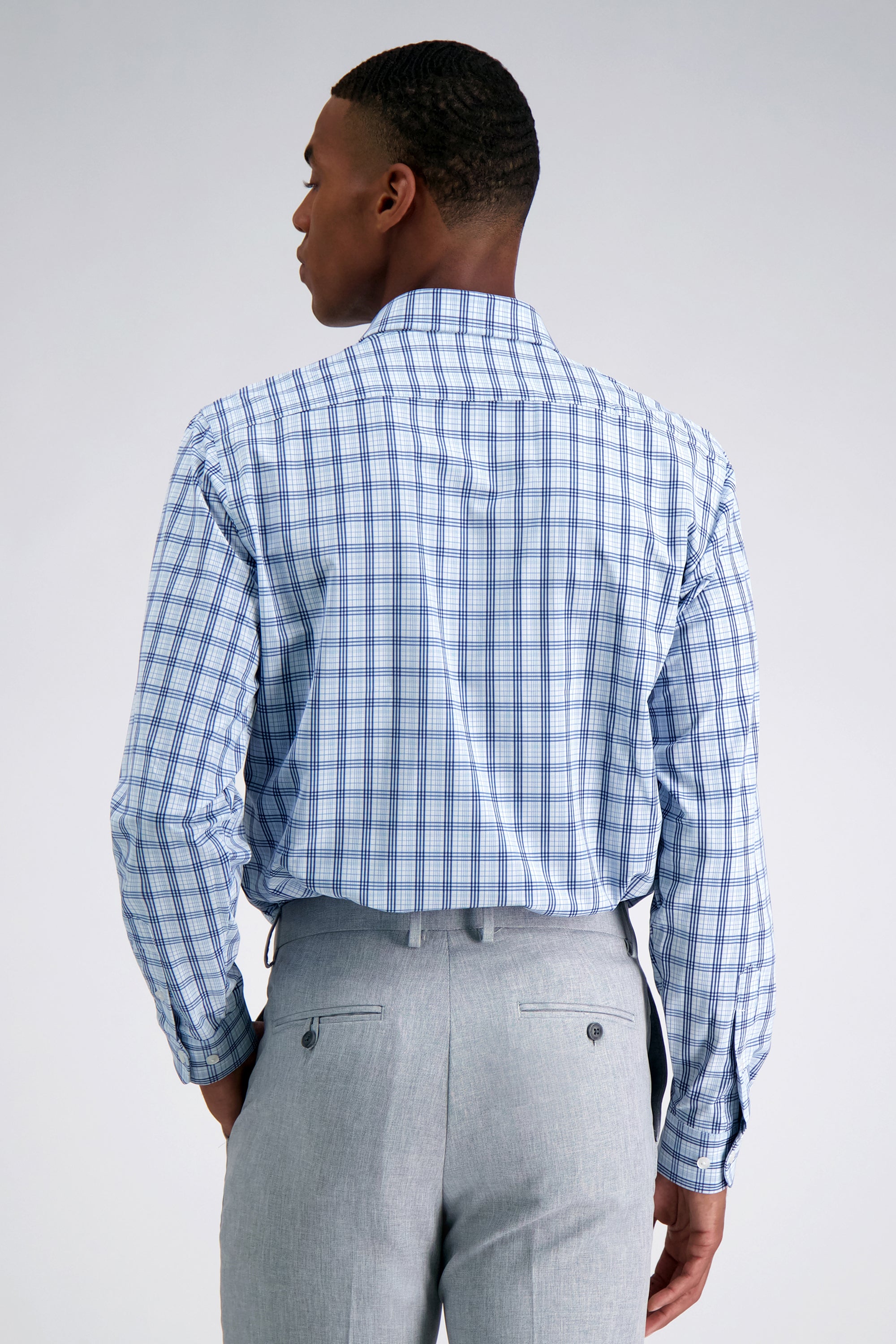 Smart Wash™ Dress Shirt - Blue Plaid, , hi-res