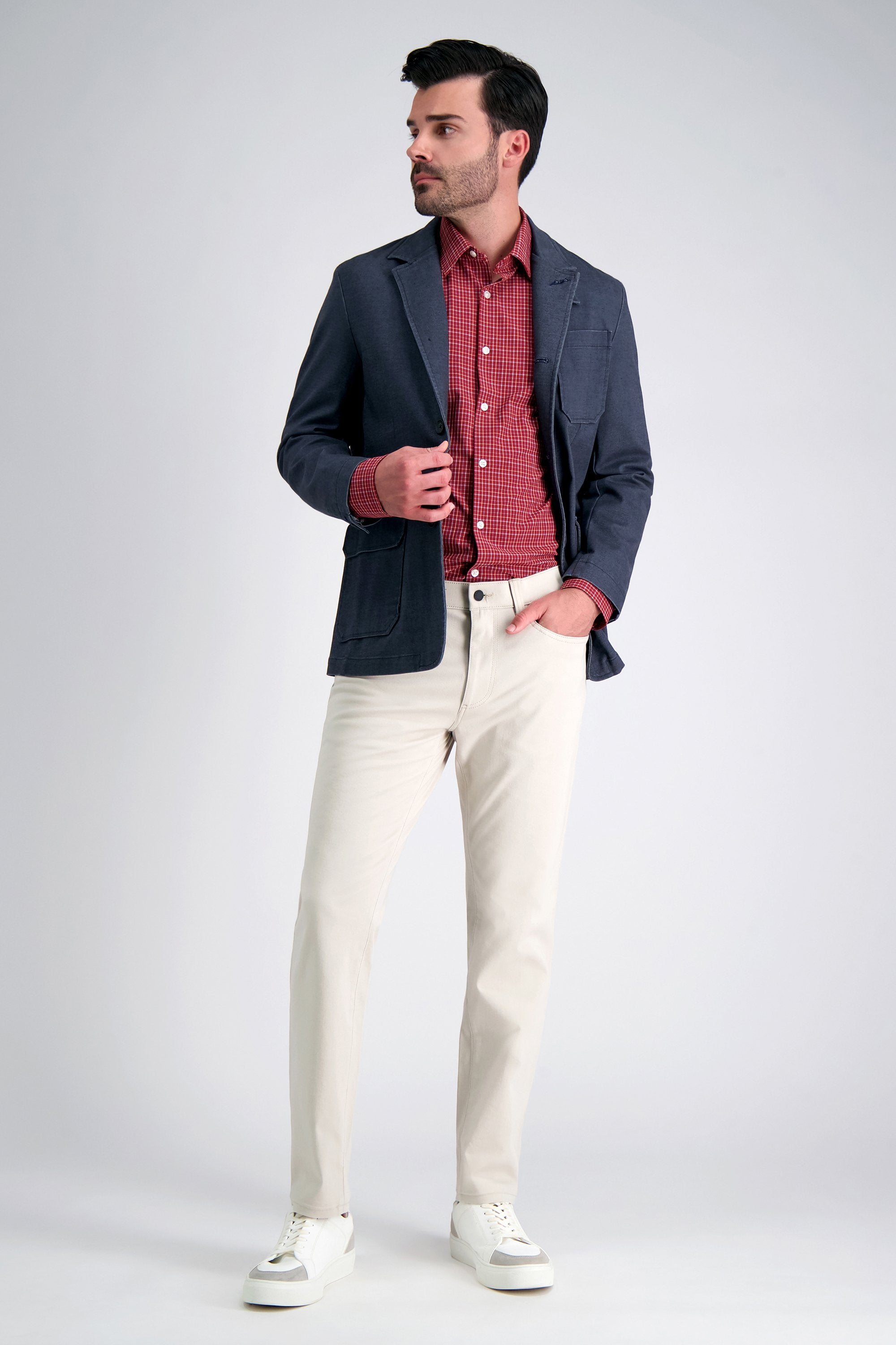 Smart Wash™ Dress Shirt - Dark Red Check, , hi-res