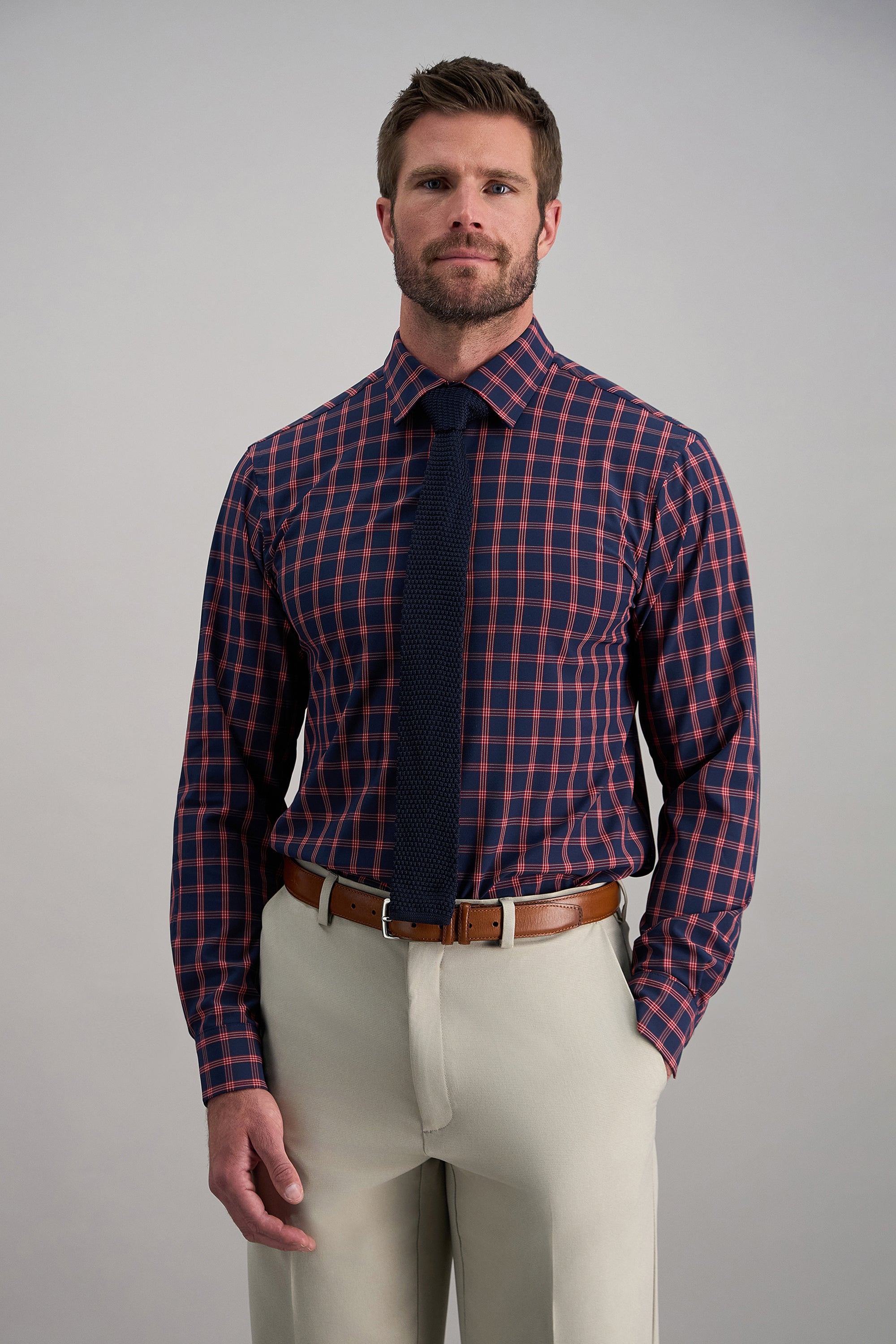 Smart Wash™ Dress Shirt - Navy Plaid