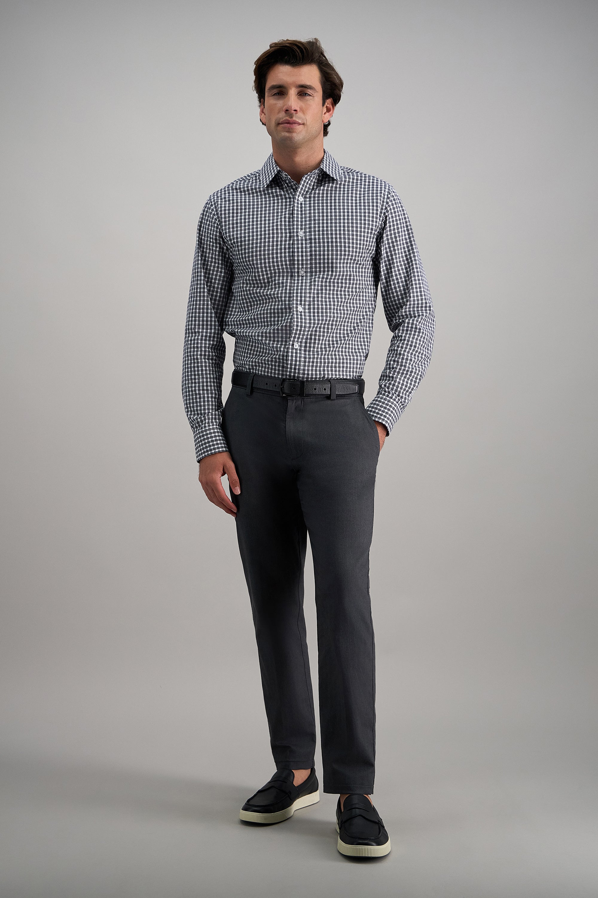 HaggarÂ® Modern Stretch Herringbone Pant  - Haggar.com