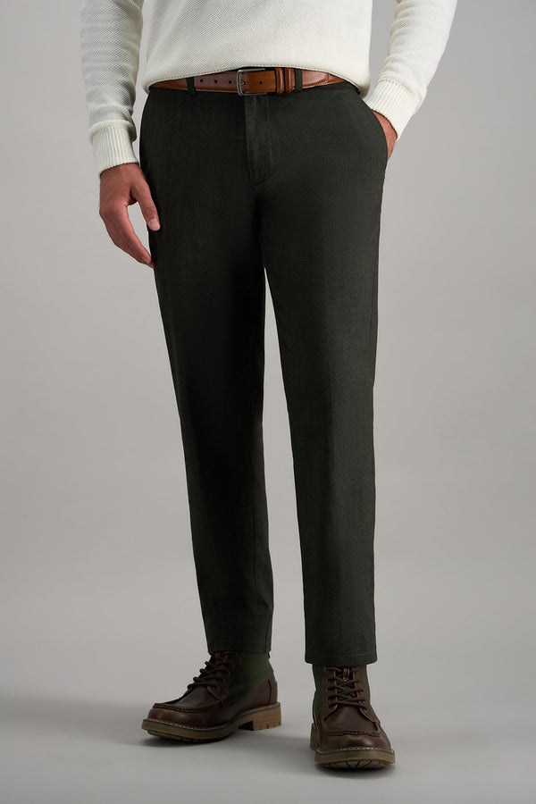 HaggarÂ® Modern Stretch Herringbone Pant  - Haggar.com#color_military green