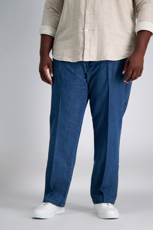 Big & Tall Stretch Denim Trouser - Haggar.com#color_medium blue