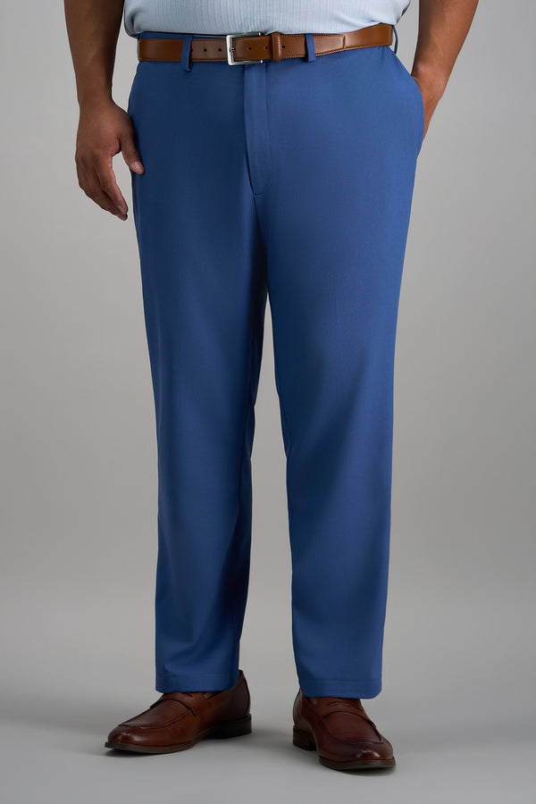 slim fit dress pants for big guys Haggar Men's Big & Tall Classic Fit Mini Check Dress Pants - Gray