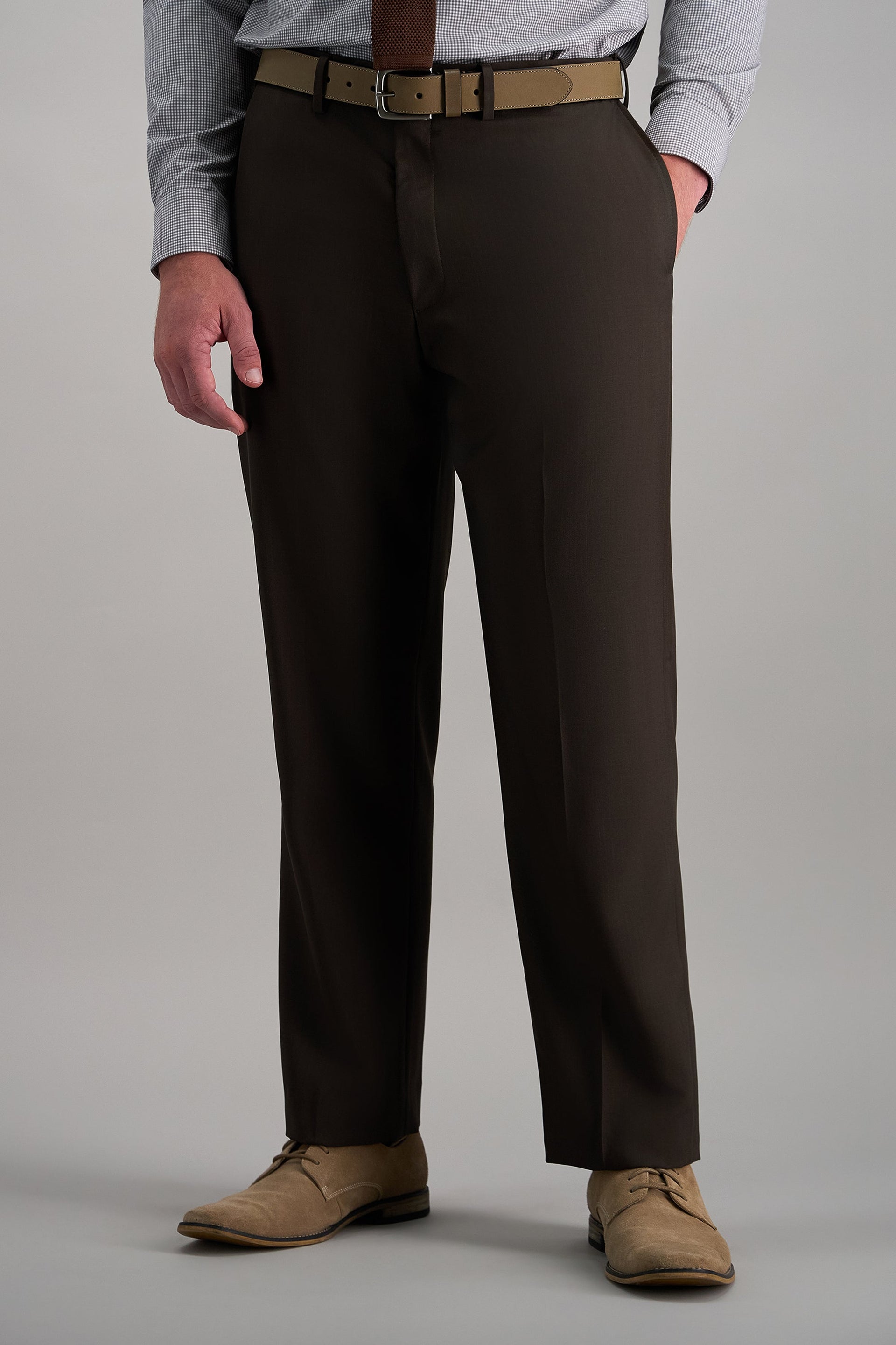 Haggar E-CLO Stria Dress Pants, Flat Front in Blue