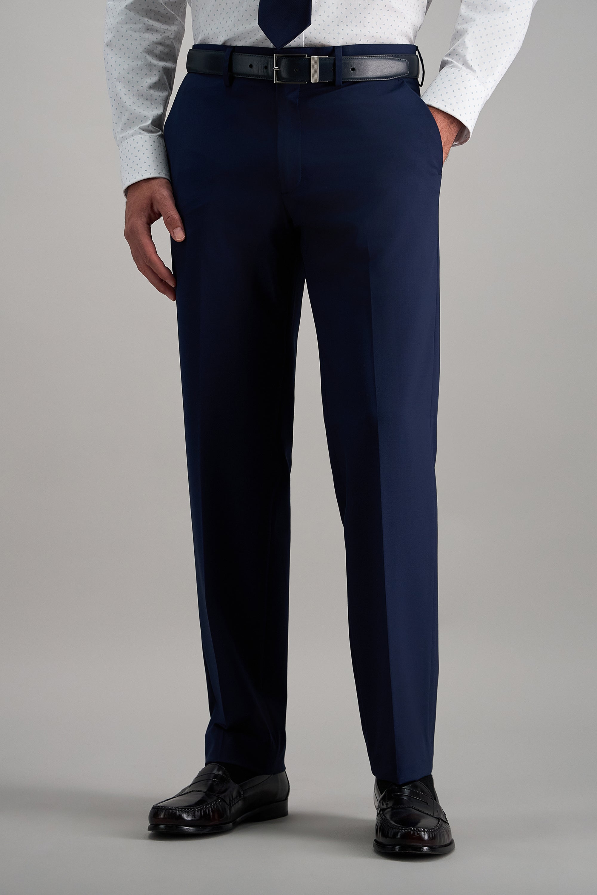 Haggar 4-Way Stretch Dress Pants, Flat Front in Blue