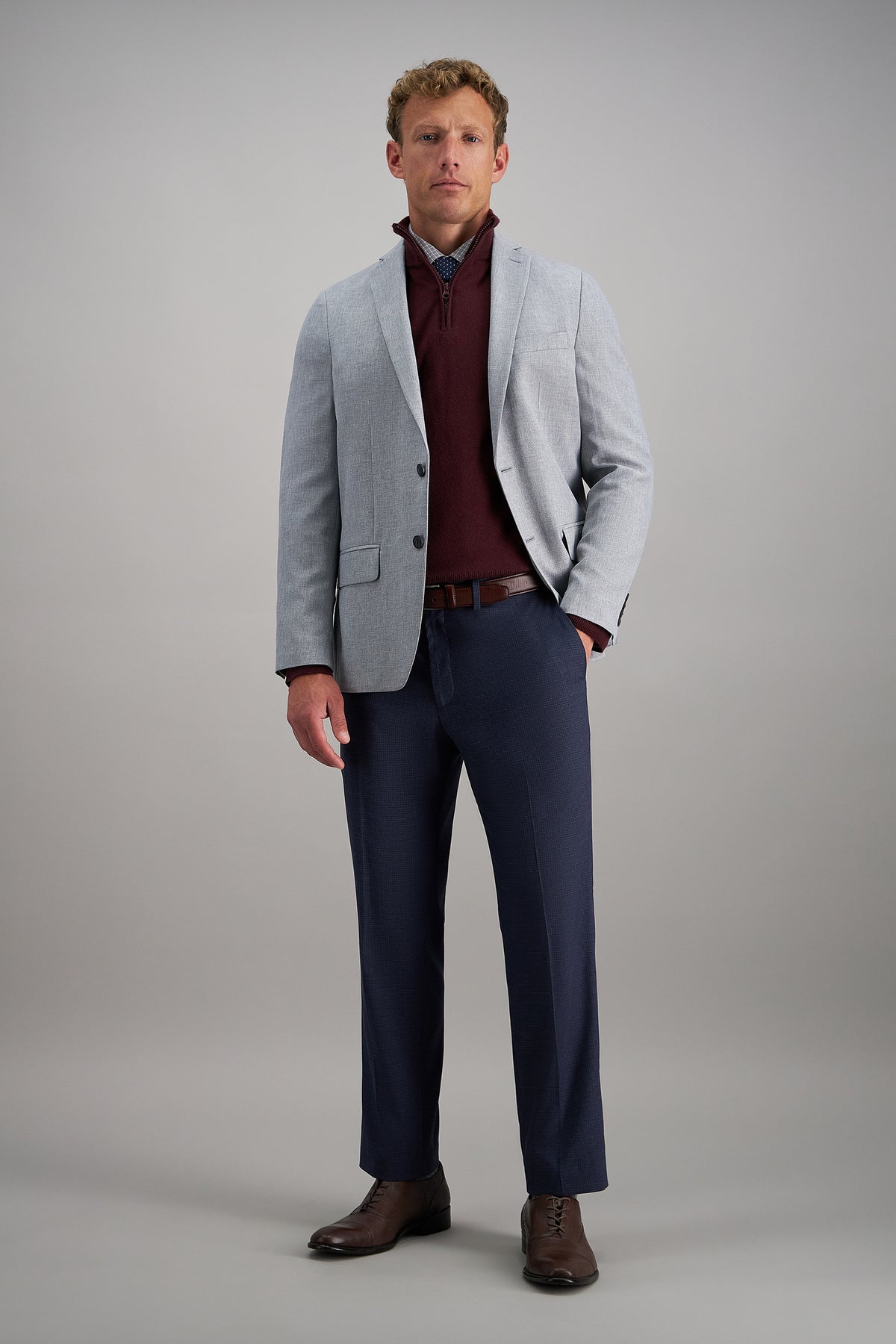 J.M. Haggar Mini Glen Plaid Dress Pant - color_dark navy#color_dark navy
#color_ink