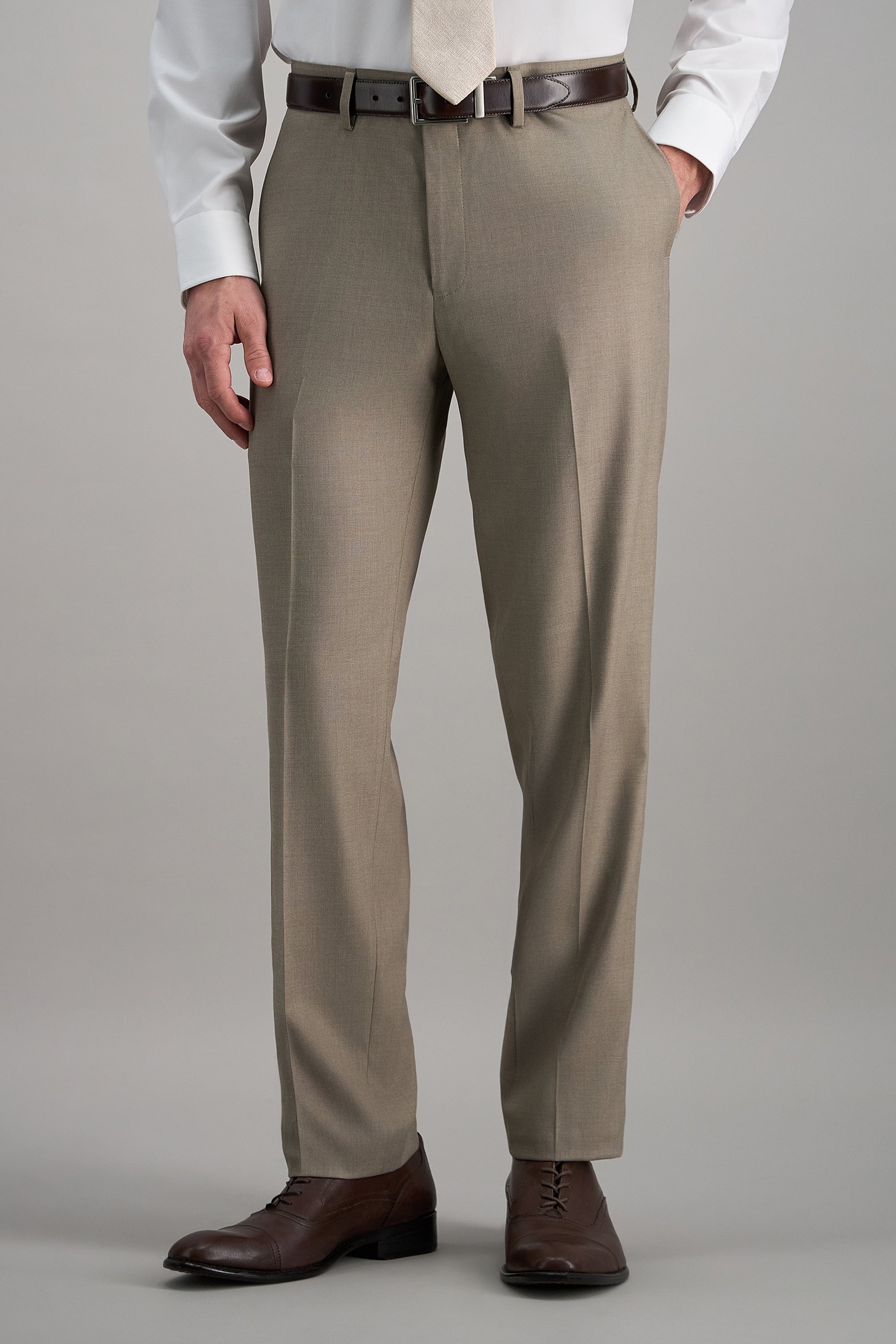 stretch dress pants Haggar Premium Sharkskin in Oatmeal See How Easy Styling AU Size:8.5 while the linen content MSRP:139.95