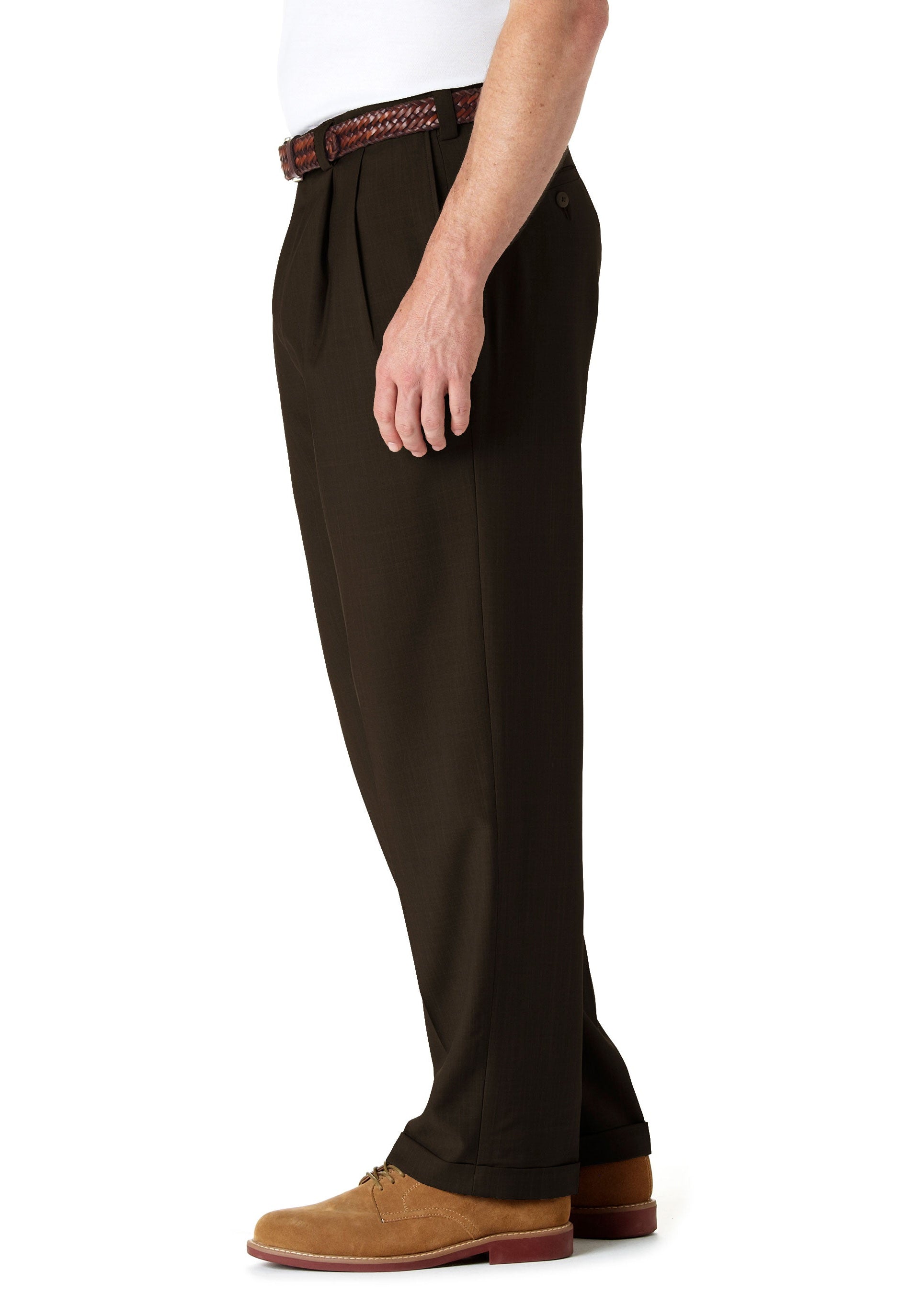 Big & Tall E-CLO™ Stria Dress Pant, , hi-res#color_brown