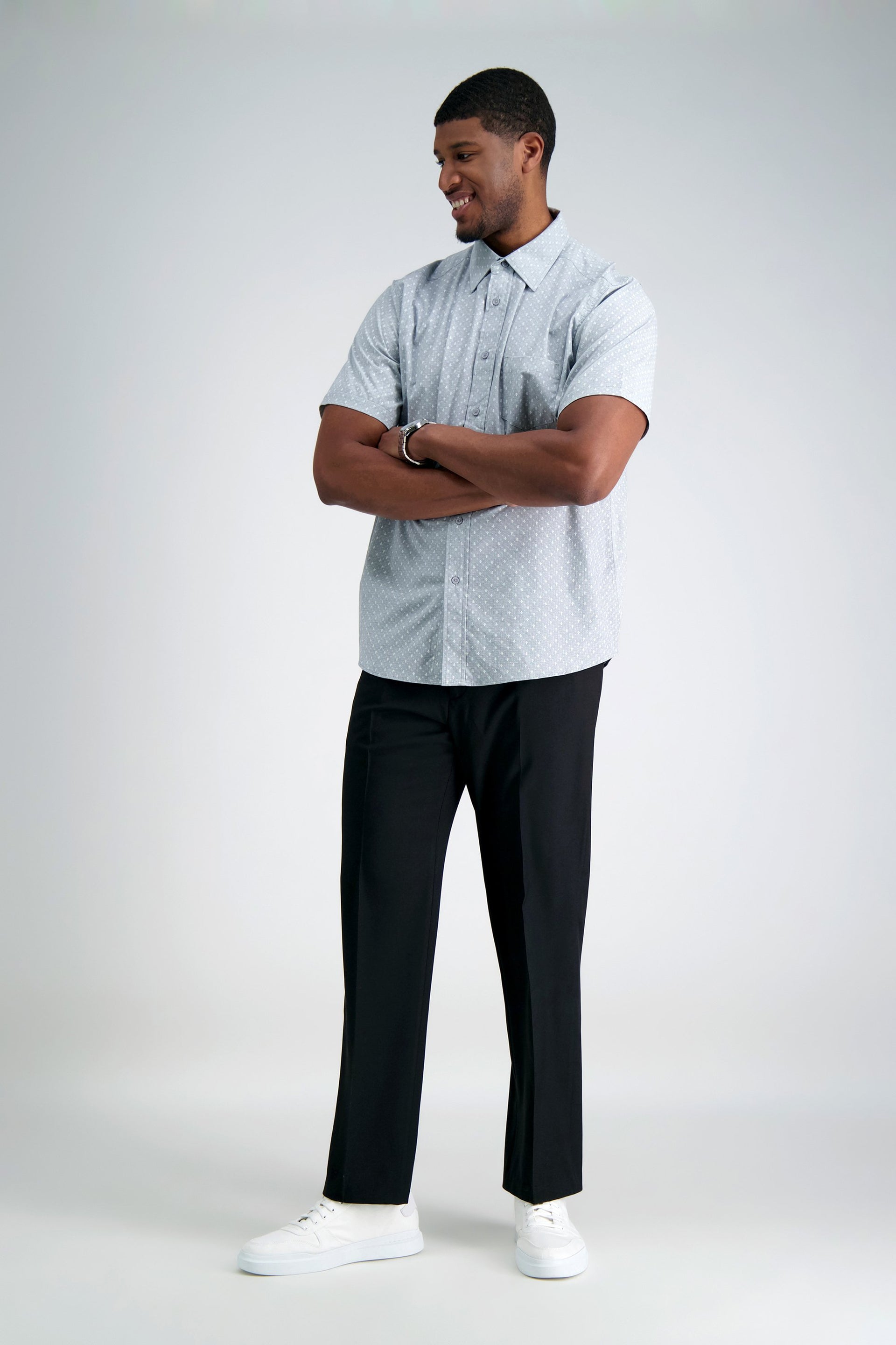 Haggar Big & Tall Premium Comfort Dress Pants, Flat Front in Black