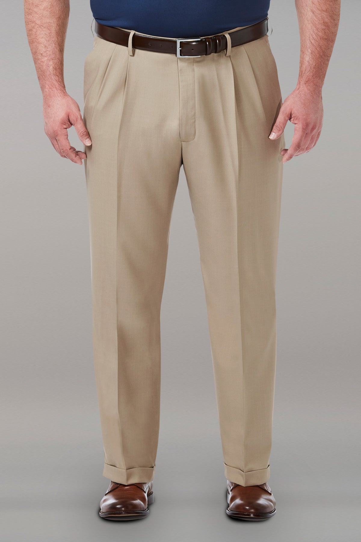 Big & Tall Premium Comfort Dress Pant - color_khaki
#color_khaki