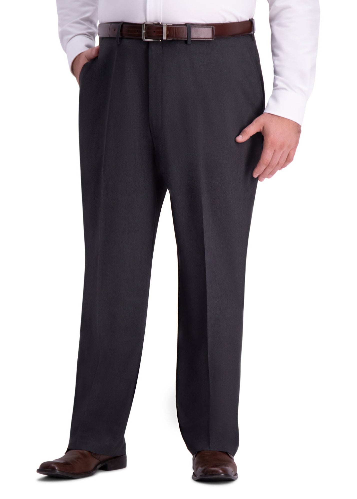 Big & Tall J.M. Haggar 4-Way Stretch Dress Pant - Haggar.com#color_charcoal heather