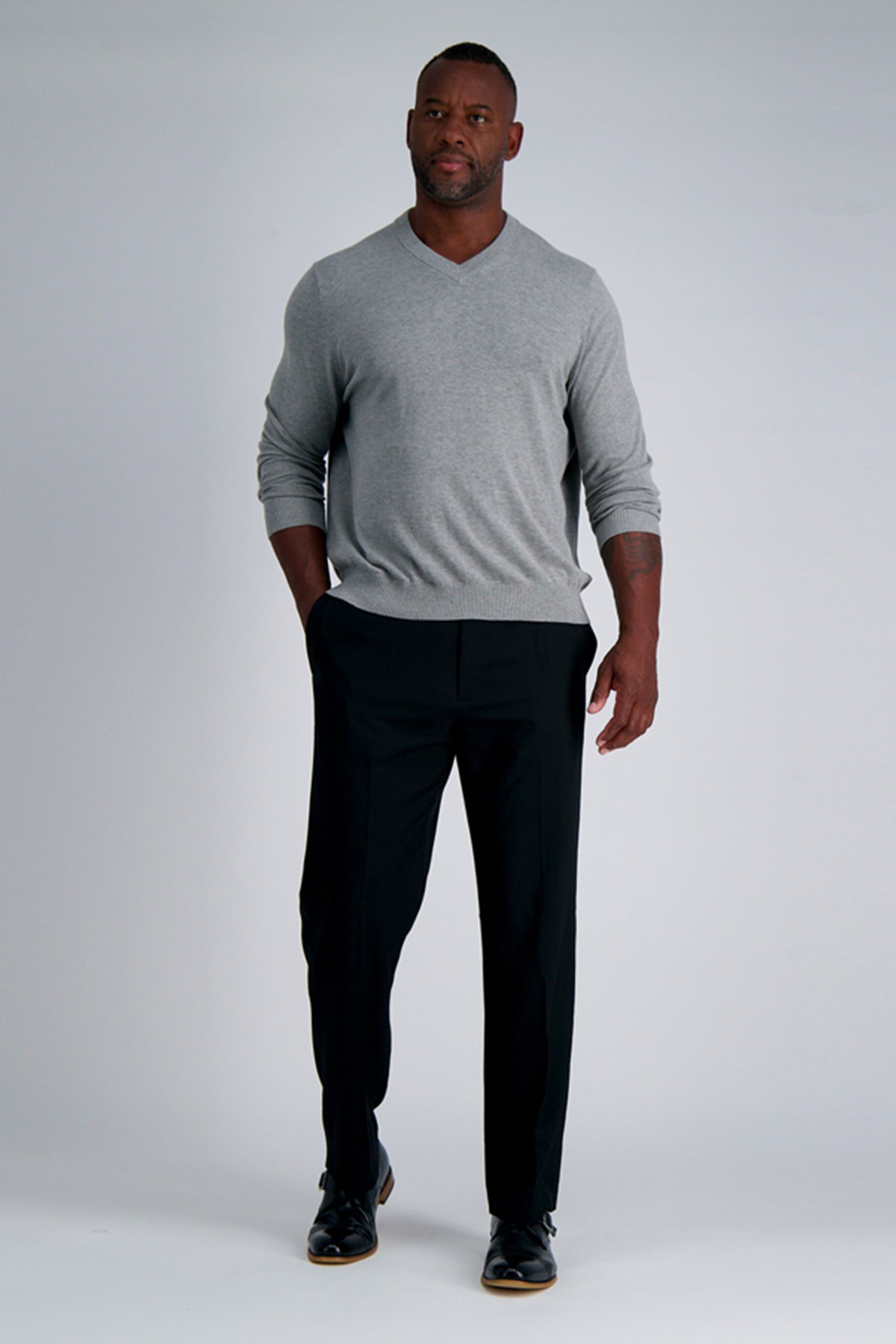 Big & Tall J.M. Haggar Dress Pant - Sharkskin - color_black#color_black