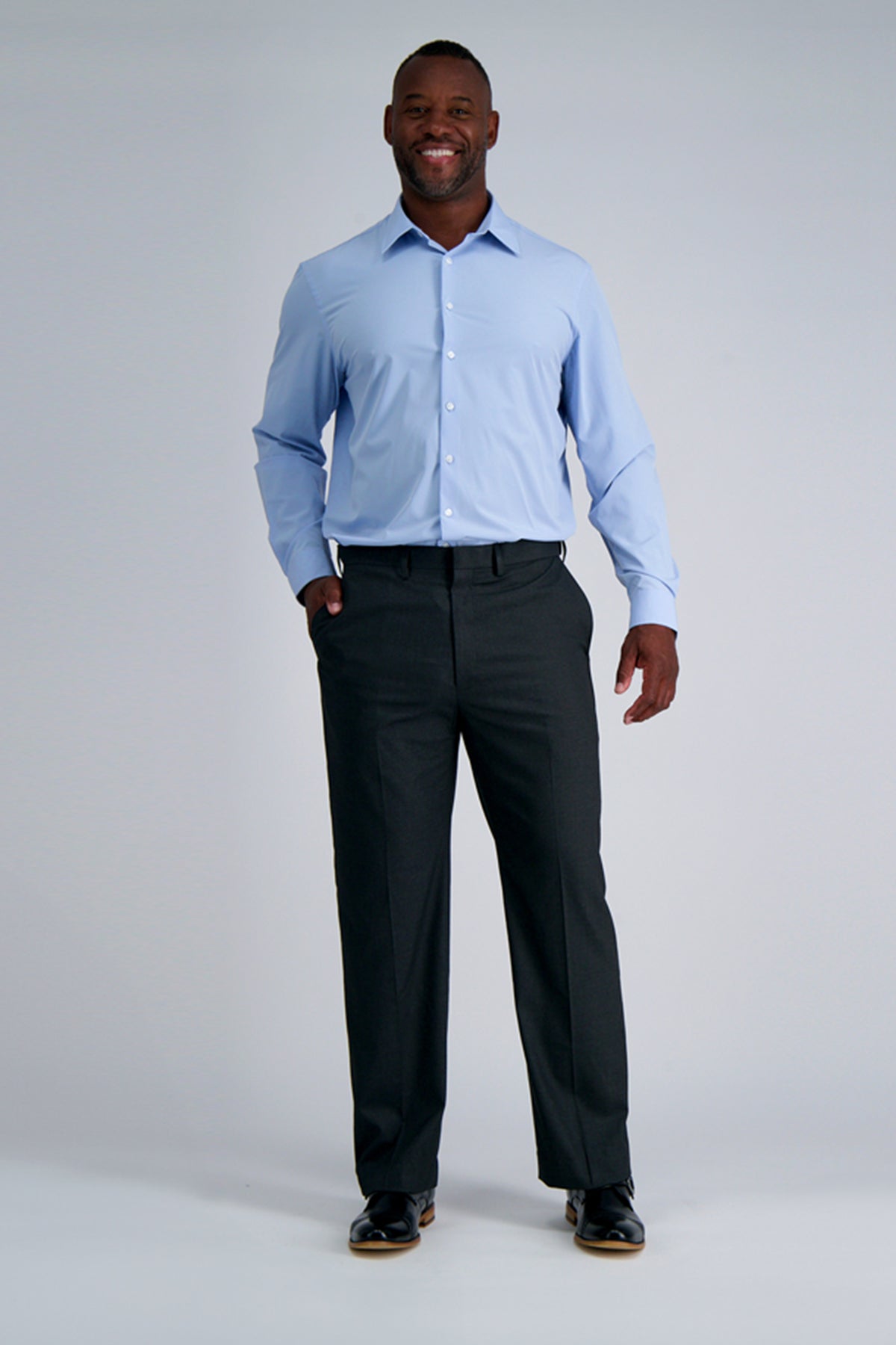 Big & Tall J.M. Haggar Dress Pant - Sharkskin - color_dark heather grey
#color_dark heather grey