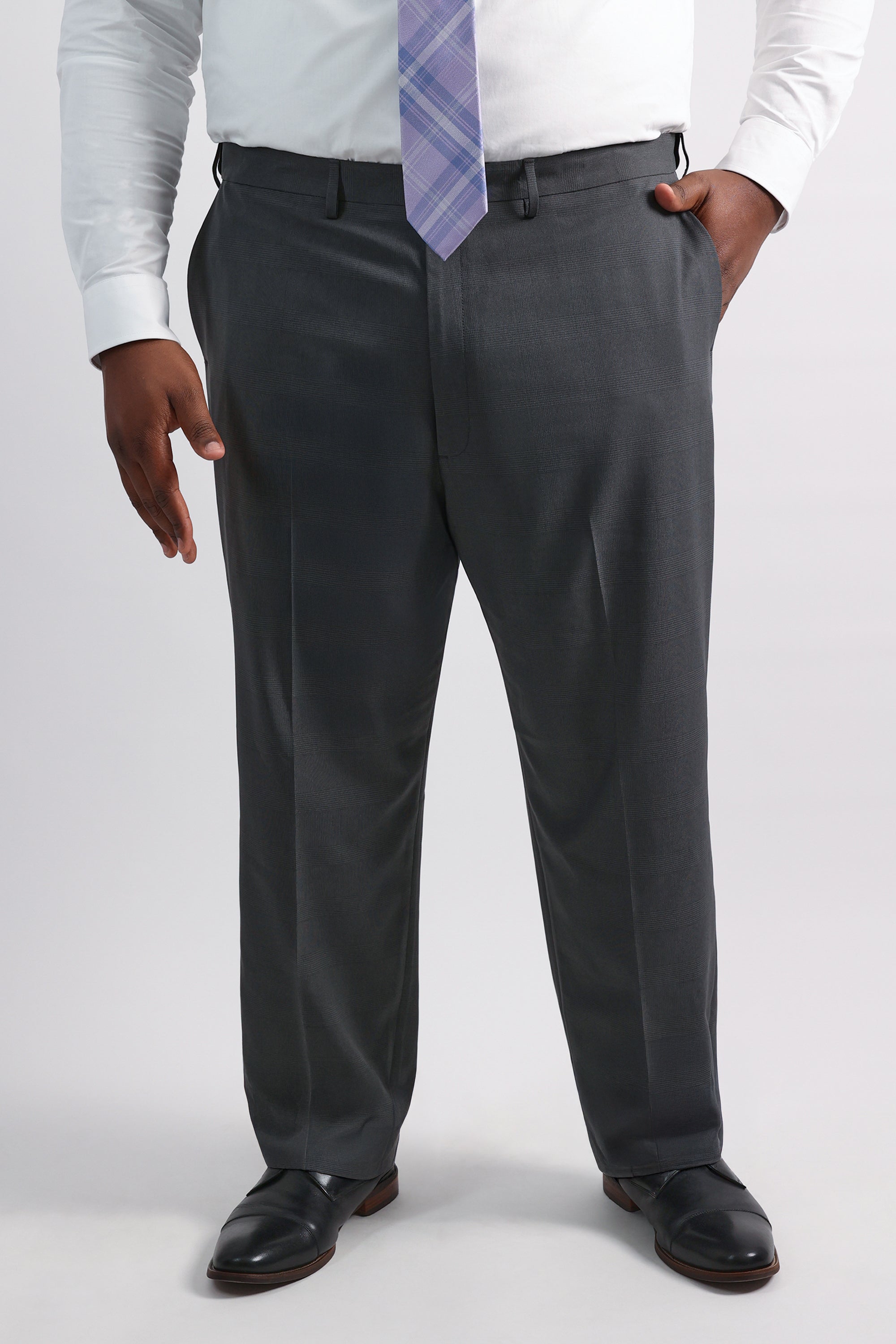Big & Tall Premium Comfort Tonal Plaid Dress Pant, , hi-res