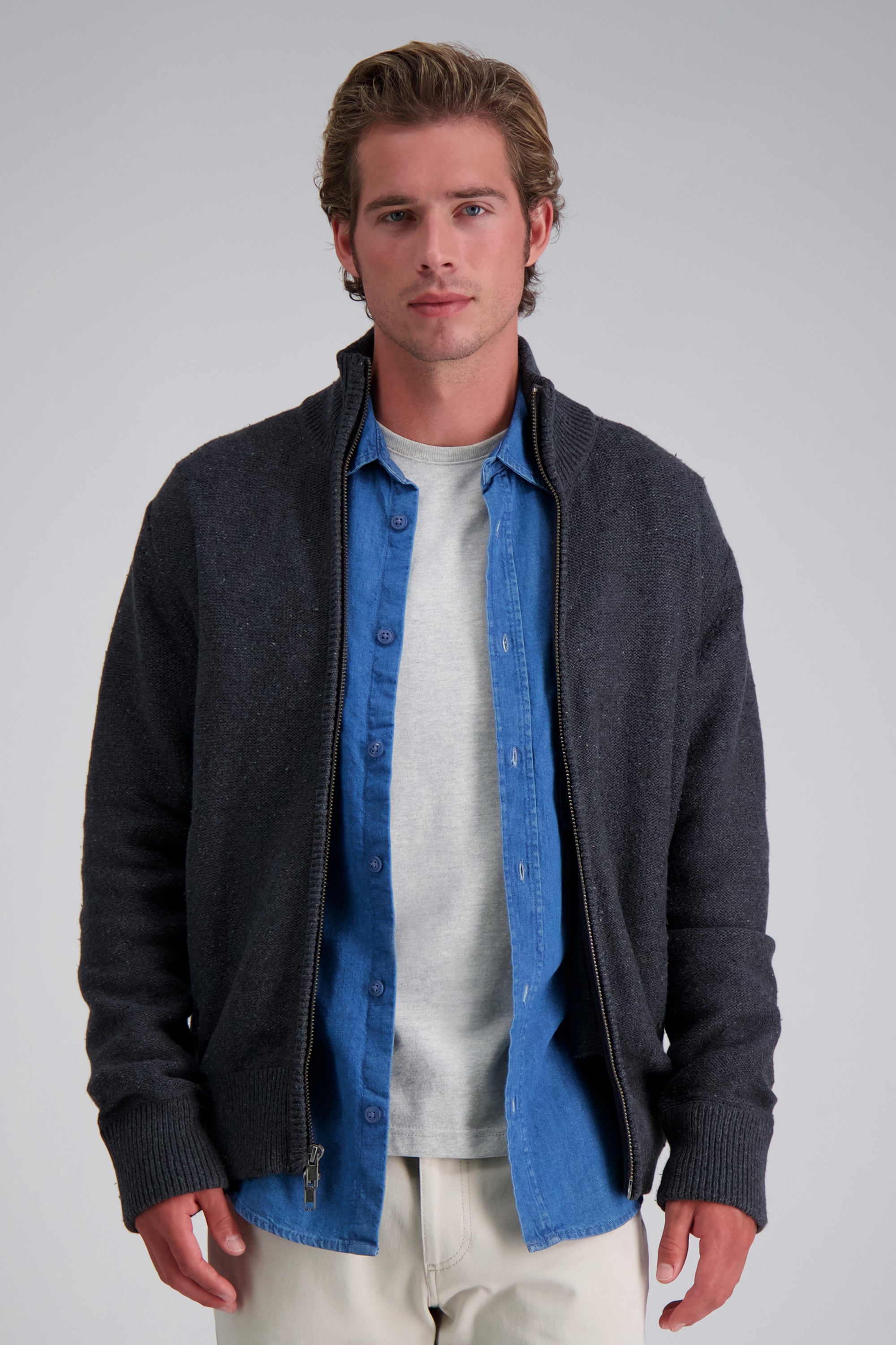 Long Sleeve Zip Sweater - Haggar.com
