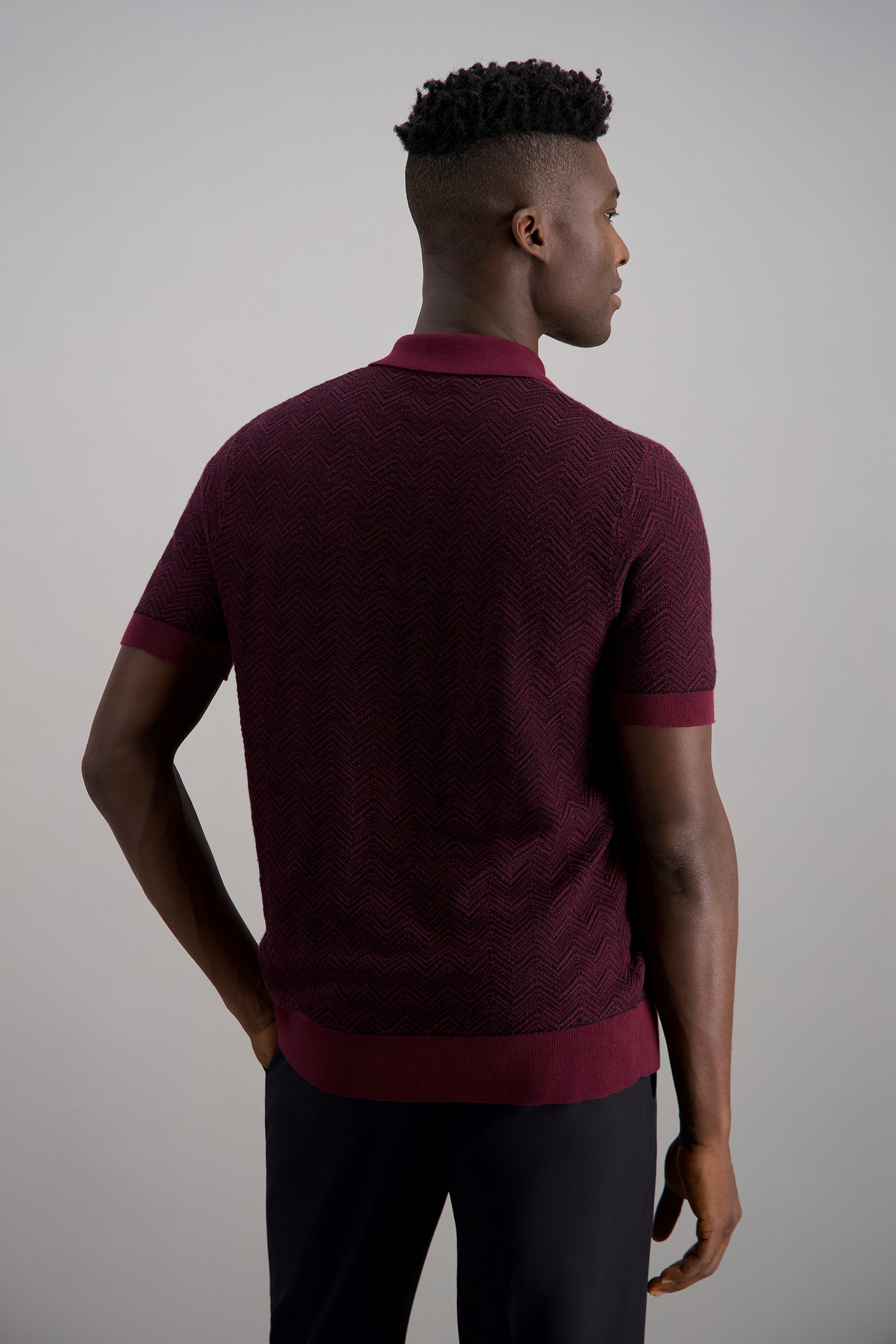 Short Sleeve Chevron Polo Sweater, , hi-res