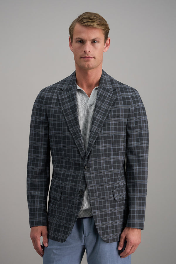 J.M Haggar Large Plaid Sport Coat - color_blue#color_blue