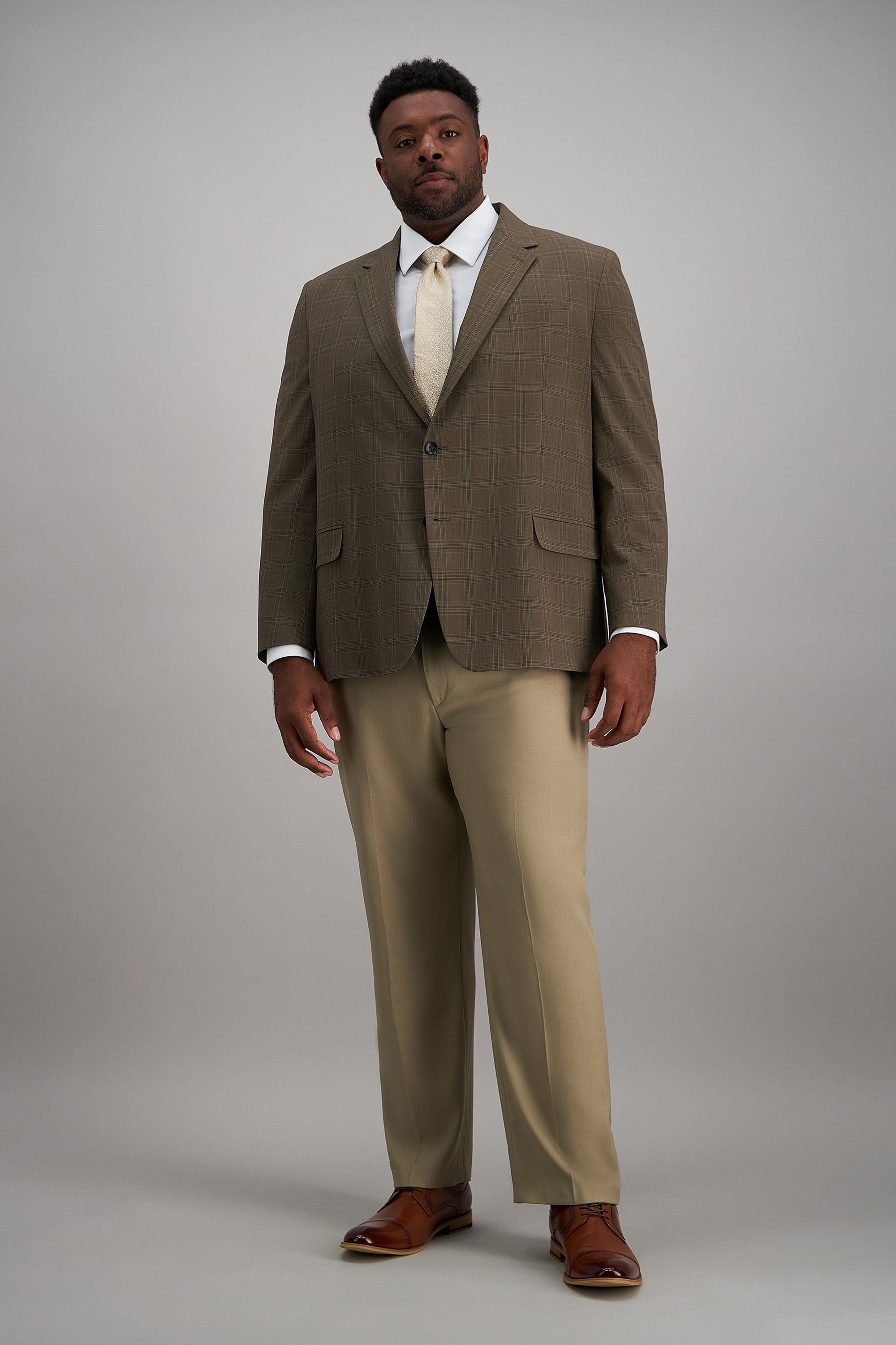 Big & Tall J.M Haggar Plaid Windowpane Sport Coat