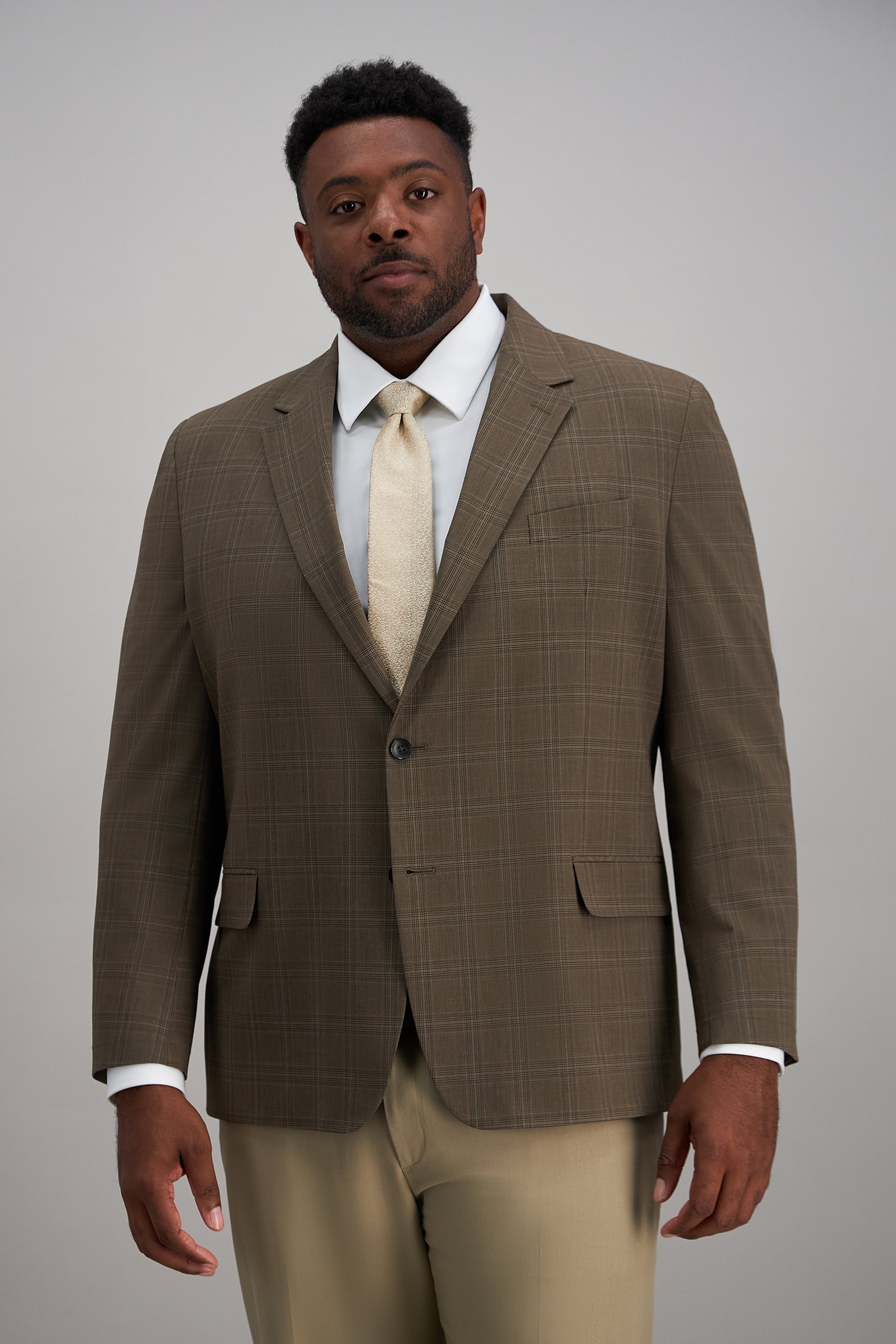 Big & Tall J.M Haggar Plaid Windowpane Sport Coat