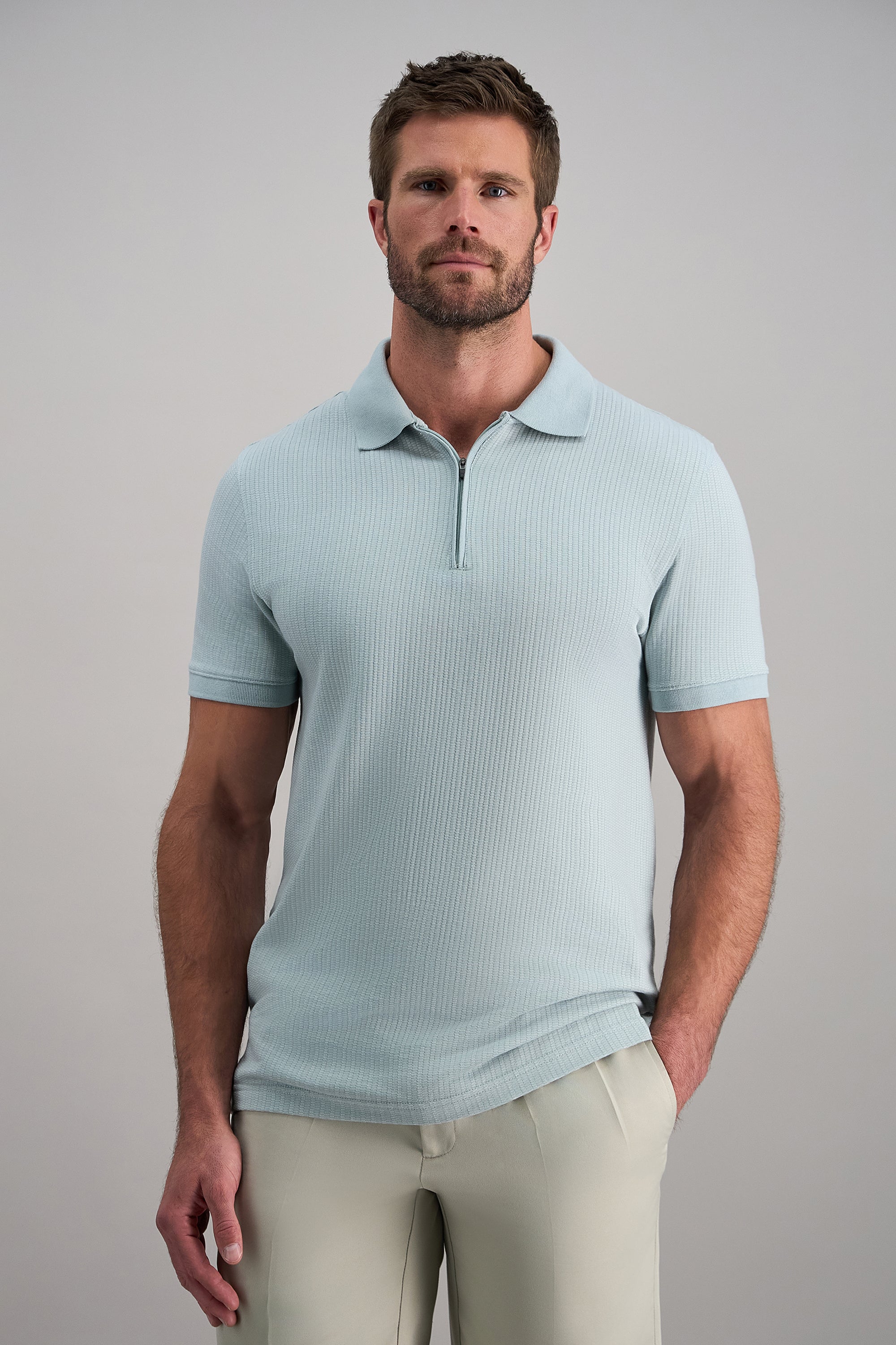 Premium Comfort Quarter Zip Jacquard Polo
