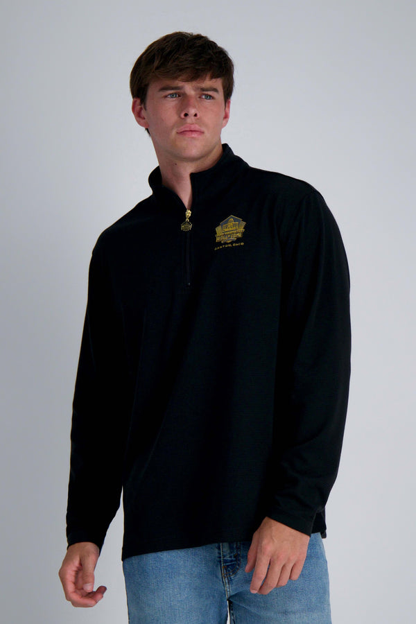 Pro Football Hall of Fame X Haggar – Long Sleeve Ribbed Quarter Zip, , hi-res#color_black