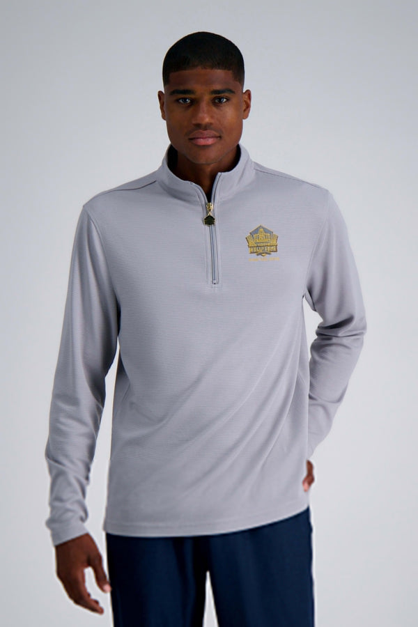 Pro Football Hall of Fame X Haggar – Long Sleeve Ribbed Quarter Zip, , hi-res#color_silver